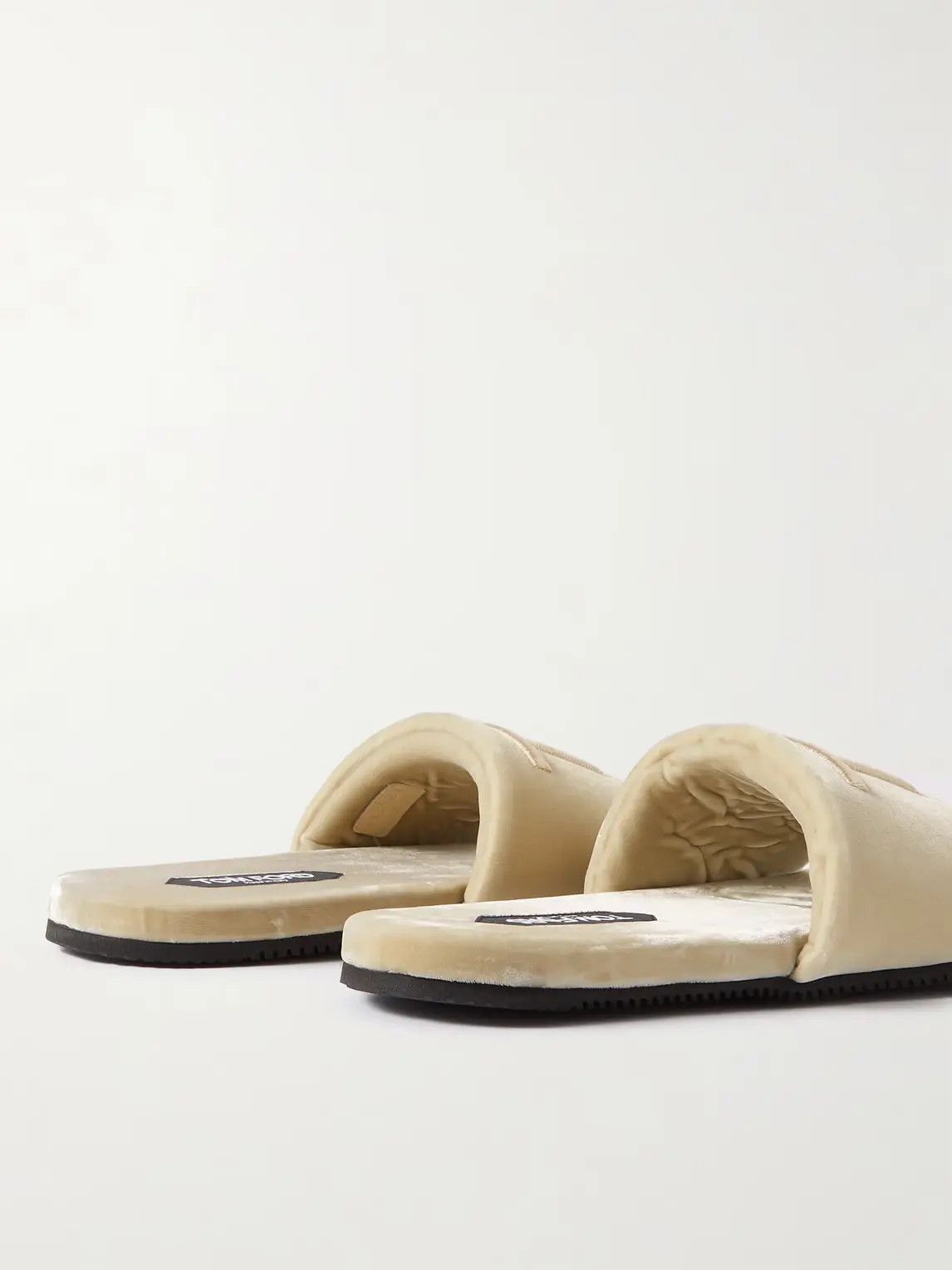Tom Ford o1w1db11224 J1376T Velvet Slides in Beige Size US 9 / EU 42 - 3 Thumbnail