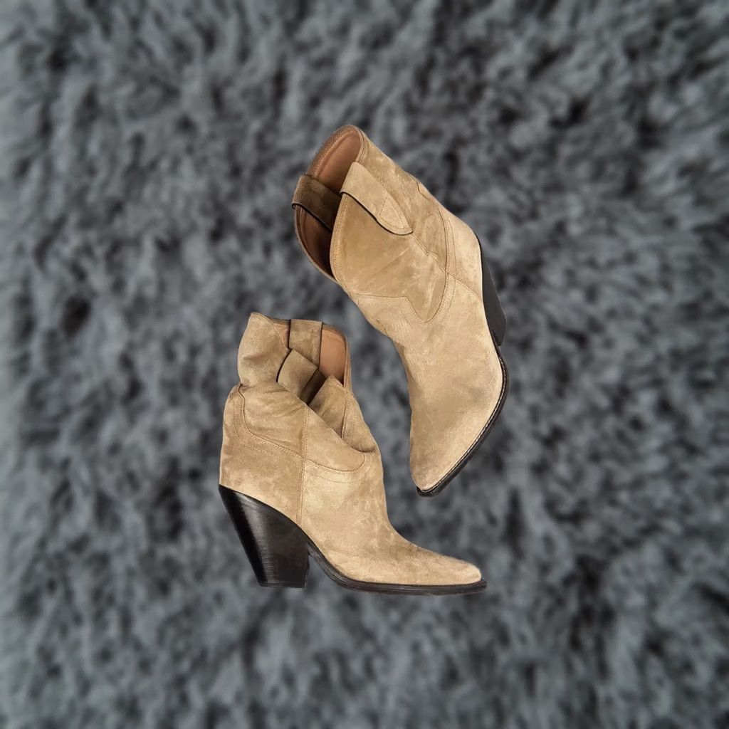Isabel Marant Isabel Marant Leyane suede Leather Beige cowboy Ankle Boots Vintage Western Style Size US 10 / IT 40 - 1 Thumbnail