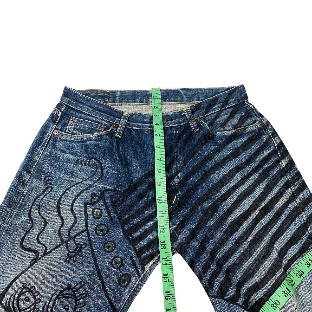 If Six Was Nine × Le Grande Bleu (L.G.B.) × OMNIGOD Omnigod Selvedge Jeans Doodle Design Size US 32 / EU 48 - 19 Thumbnail