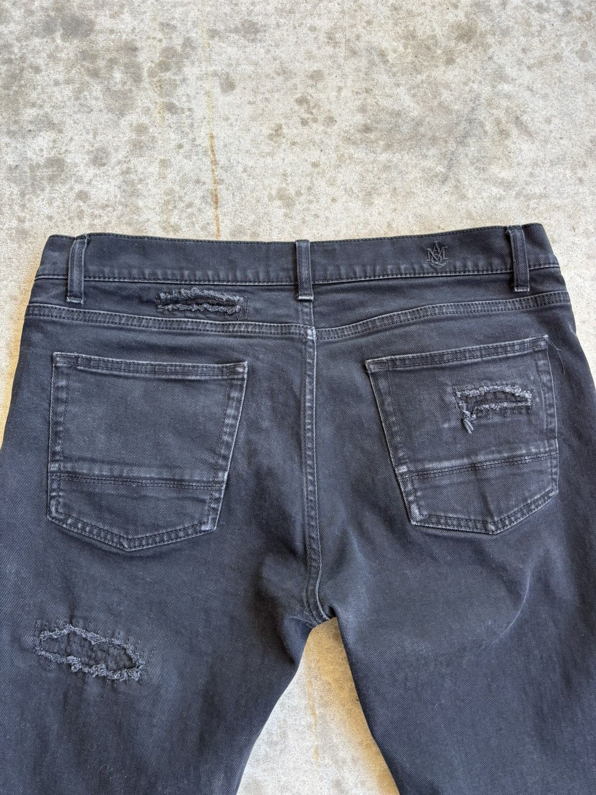 Alexander McQueen Thrashed Black Silk Trimmed Skinny Jeans Size US 34 / EU 50 - 6 Thumbnail