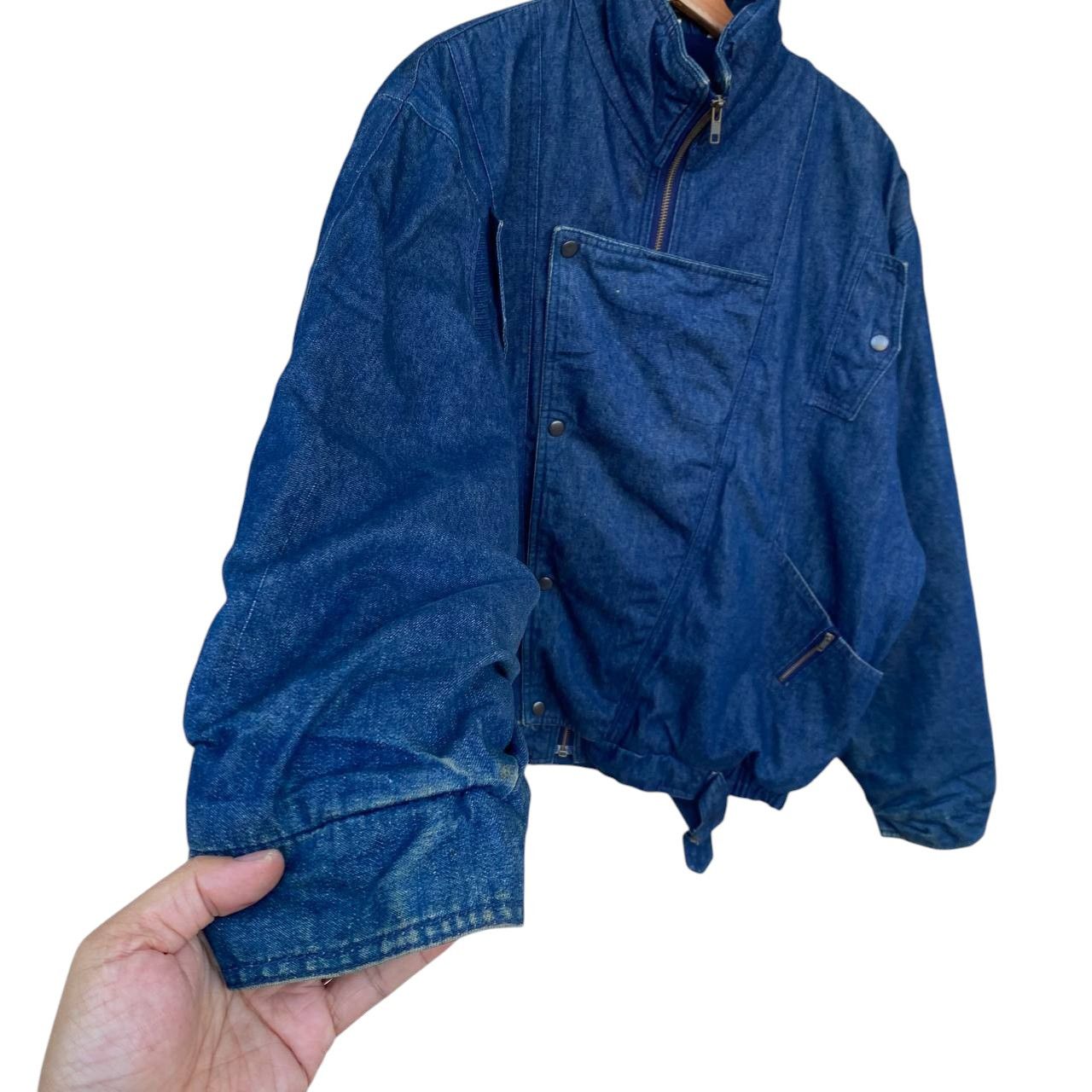 Vintage Vintage 90s Asymmetric Denim Bomber Jacket Like Issey Miyake Size US L / EU 52-54 / 3 - 6 Thumbnail