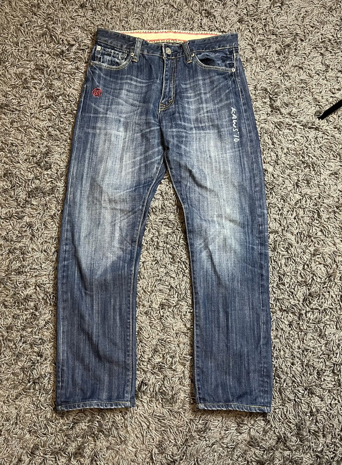 Japanese Brand RARE Kaws OriginalFake Levi's Denim Y2K Baggy Rap Pants Size US 31 - 6 Thumbnail