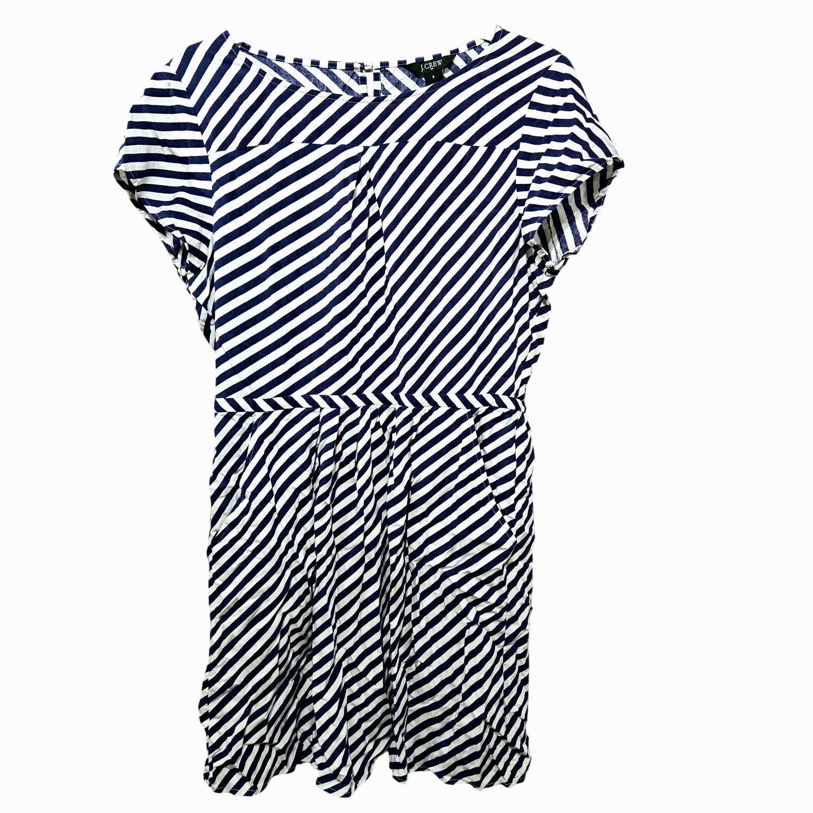 J.Crew J. Crew Blue Striped Cinch Women's A-Line Mini Dress Size 8 Size M / US 6-8 / IT 42-44 - 1 Thumbnail