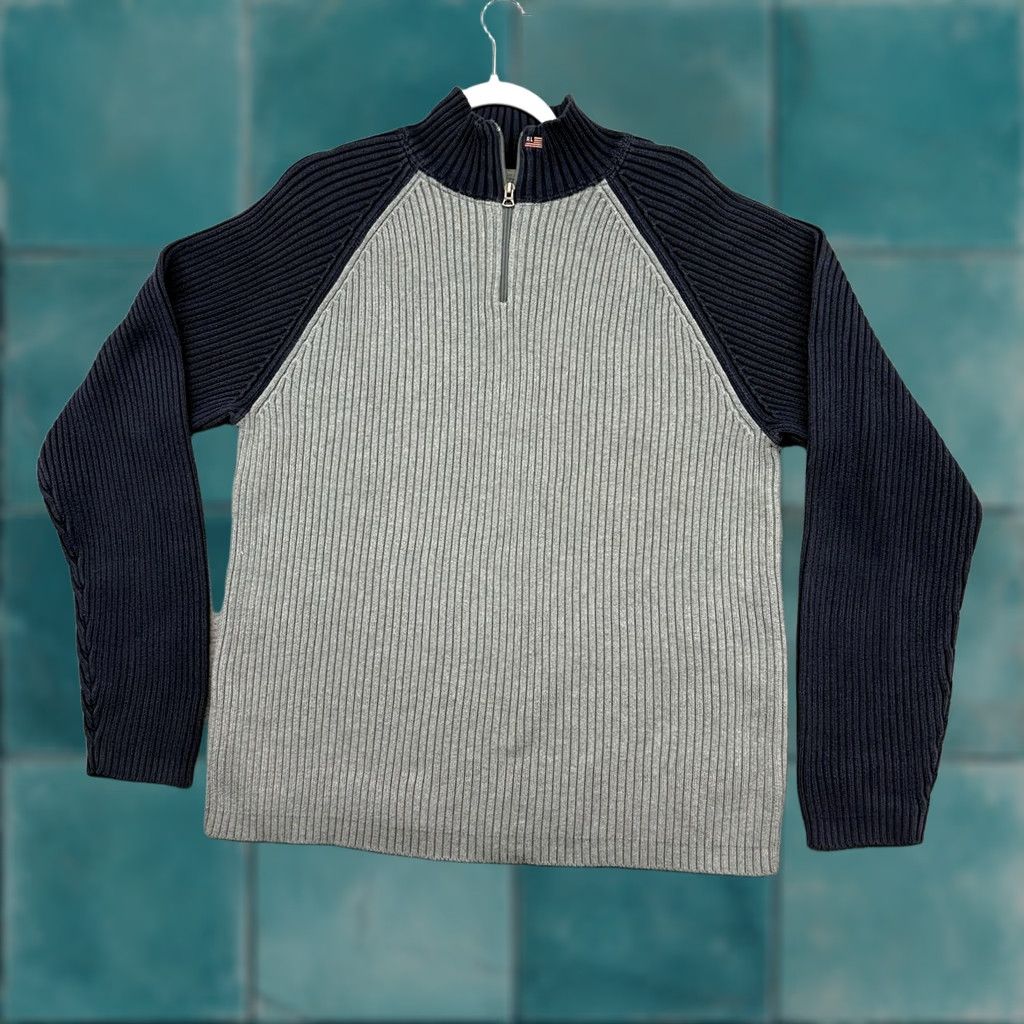 Polo Ralph Lauren VINTAGE Polo Ralph Lauren Ribbed Knit Turtleneck Flag Logo Pullover Men XL Gray Size US XL / EU 56 / 4 - 1 Thumbnail