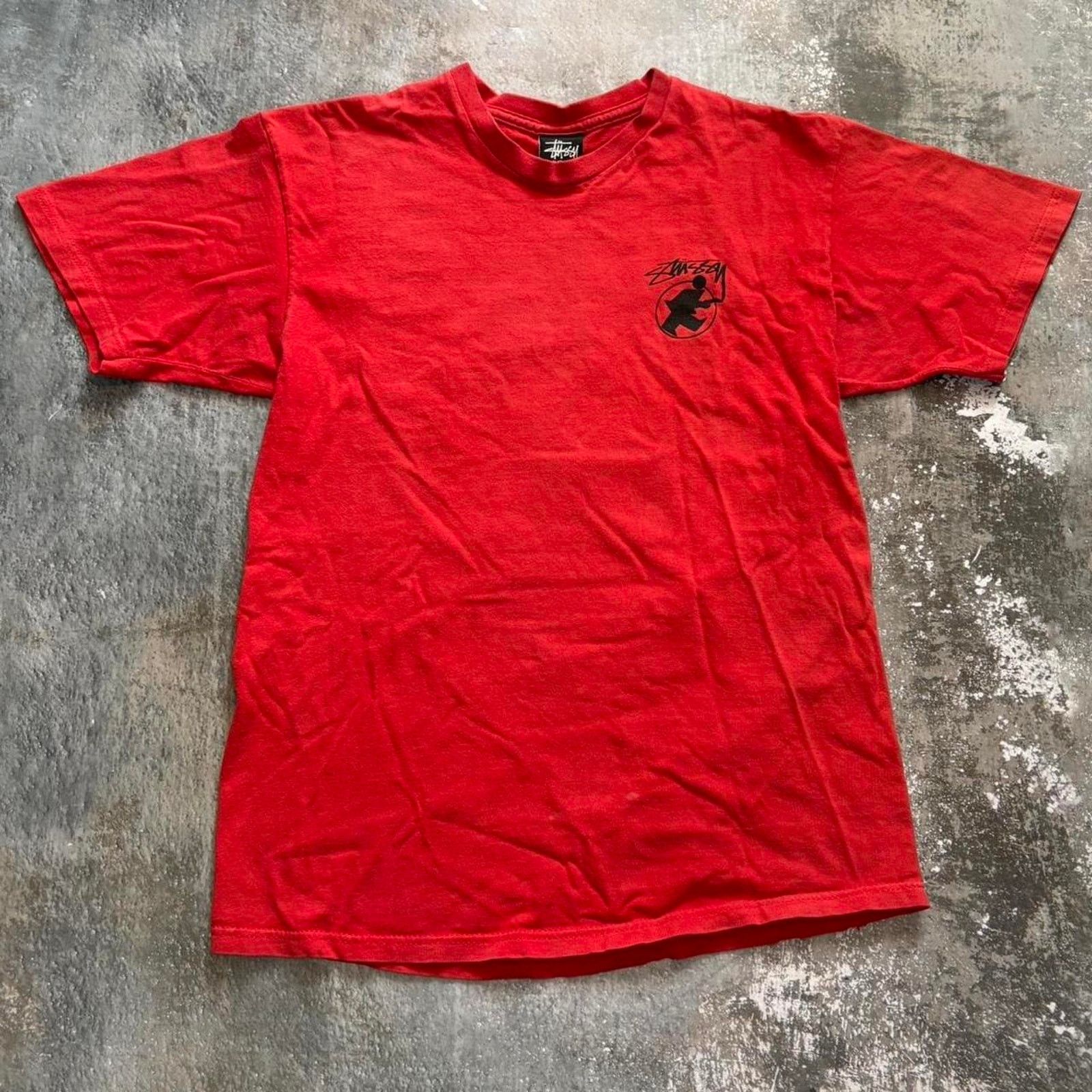 Stussy Vintage 90s Red Stussy T Shirt! Surfman Back Hit. Surfwear Size US S / EU 44-46 / 1 - 2 Thumbnail
