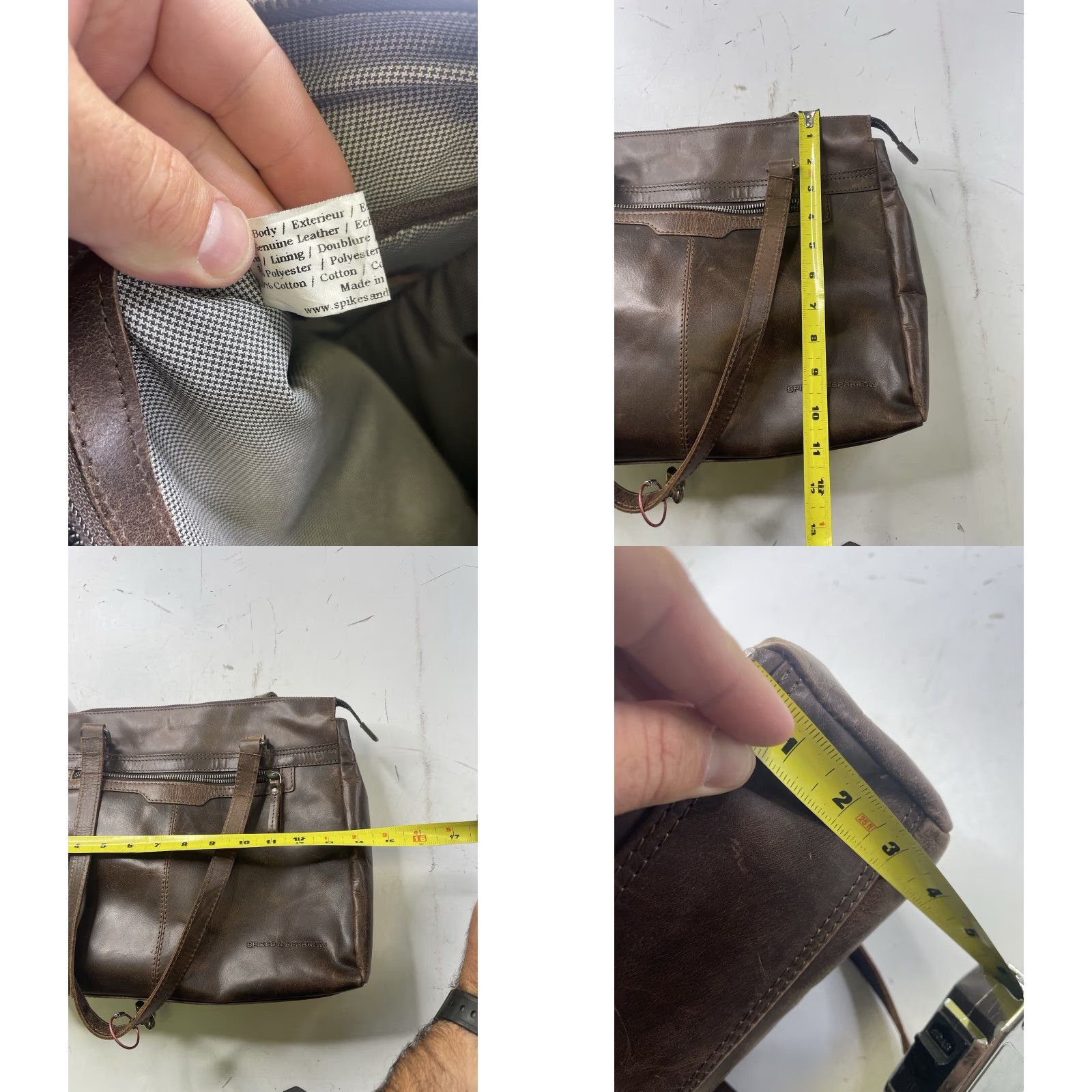 Arrow Spikes & Sparrow Brown Leather Crossbody Handbag Shoulder Bag Women Medium Brown Crossbody Bag Leather Sparrow Spike Pattern Solid Magnetic Zip Size ONE SIZE - 8 Thumbnail