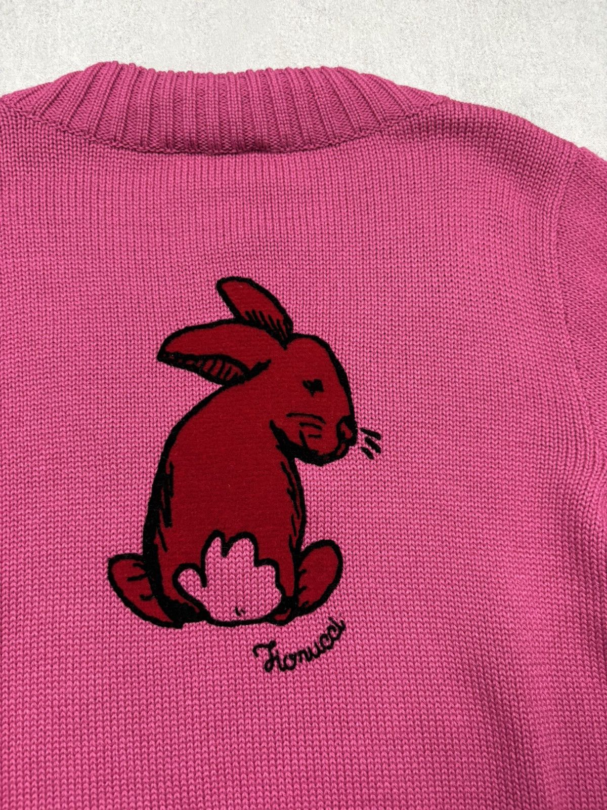Fiorucci Fiorucci Pink Bunny Knit Sweater Wool Blend V Neck XL Y2K Size XL / US 12-14 / IT 48-50 - 7 Thumbnail