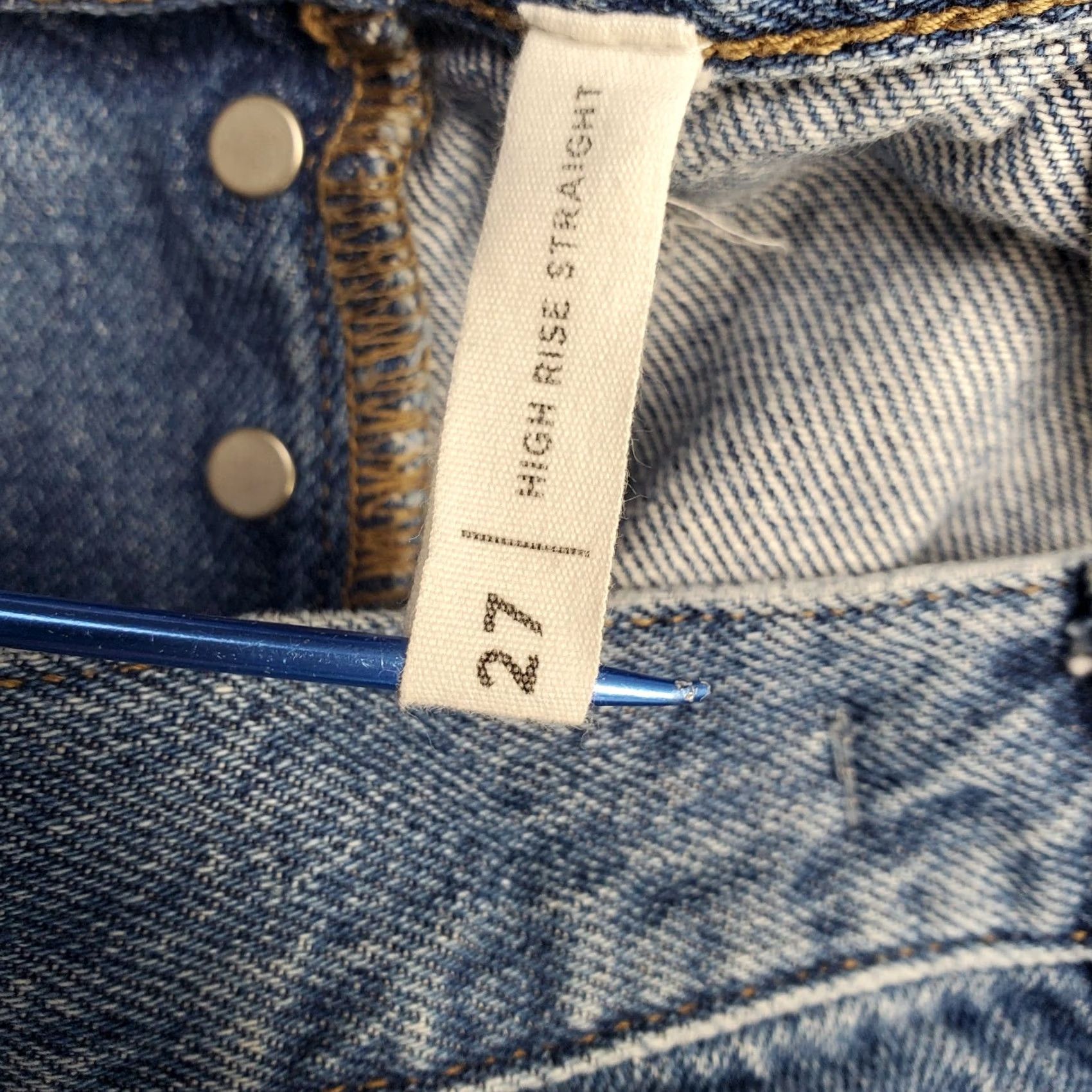 Pacsun PacSun Jeans Womens 27 Blue Denim Frayed Hem High Rise Straight Leg Button Fly Shirt? Size 27" / US 4 / IT 40 - 6 Thumbnail