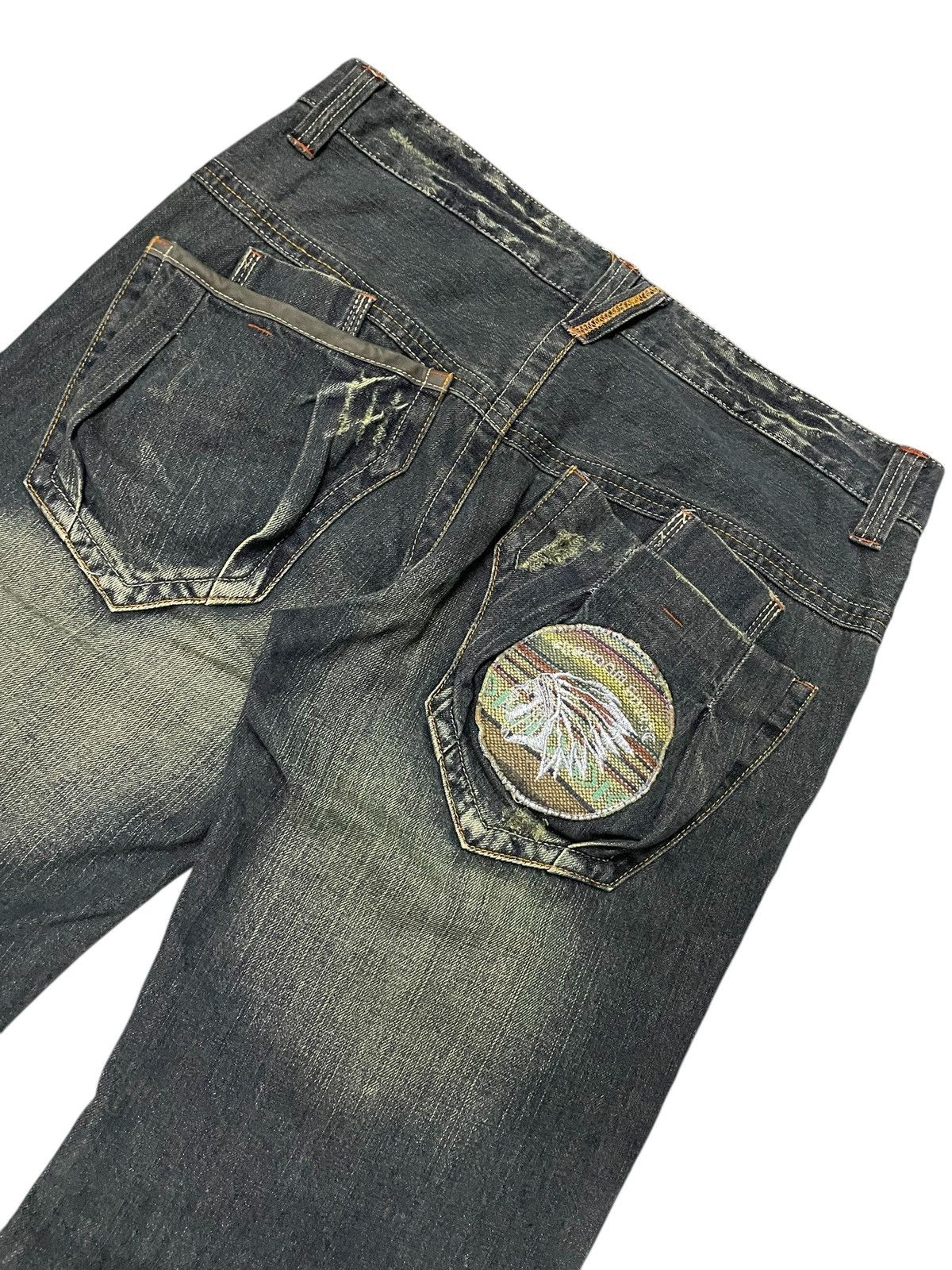Hysteric Glamour × Roots Root Three Japan Muddy Green Flare Embroidered Native Jeans Size US 34 / EU 50 - 12 Thumbnail