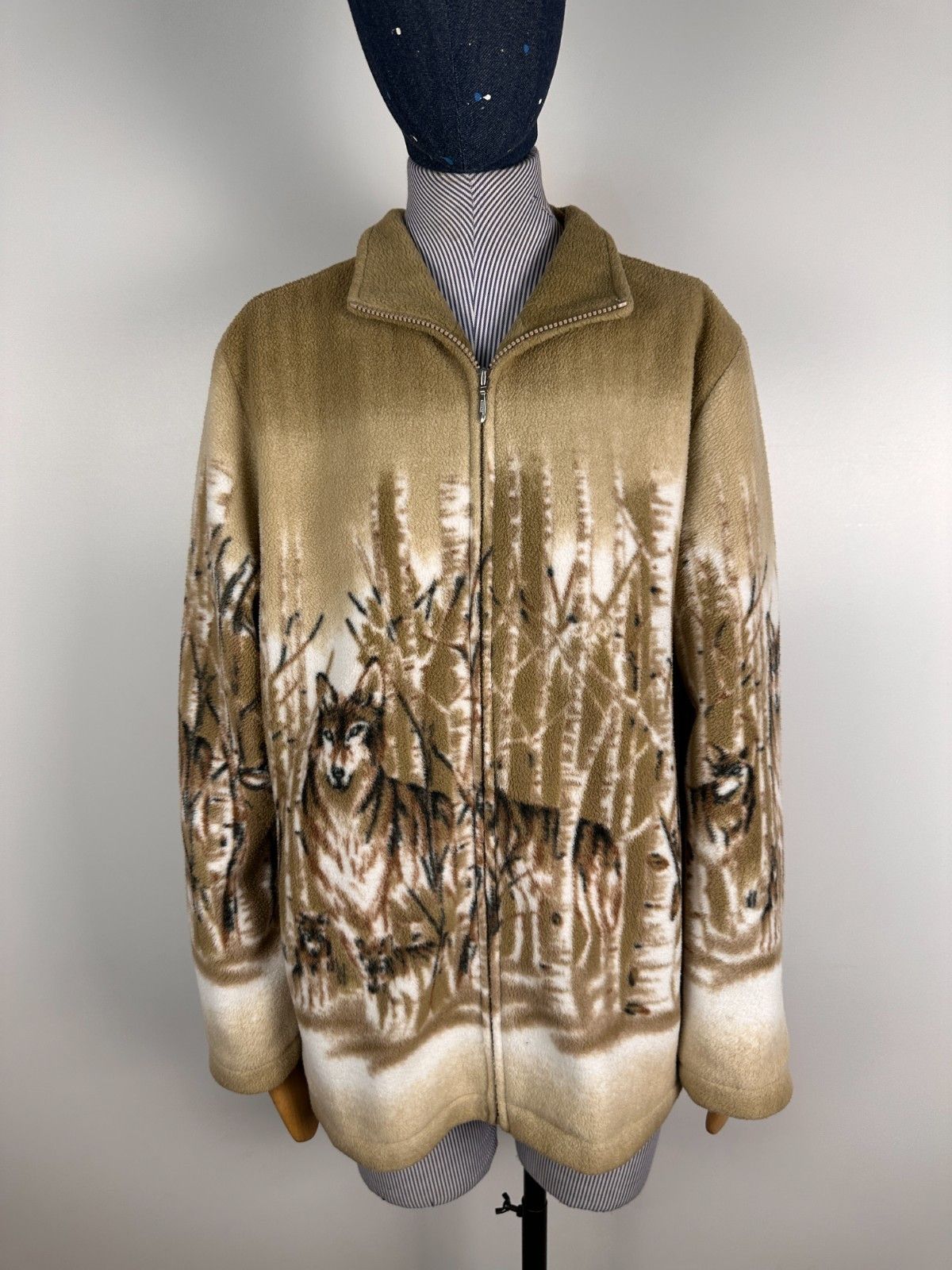 Other Vintage 90s Wolf Nature Over Print Fleece Jacket Size M Size M / US 6-8 / IT 42-44 - 1 Thumbnail