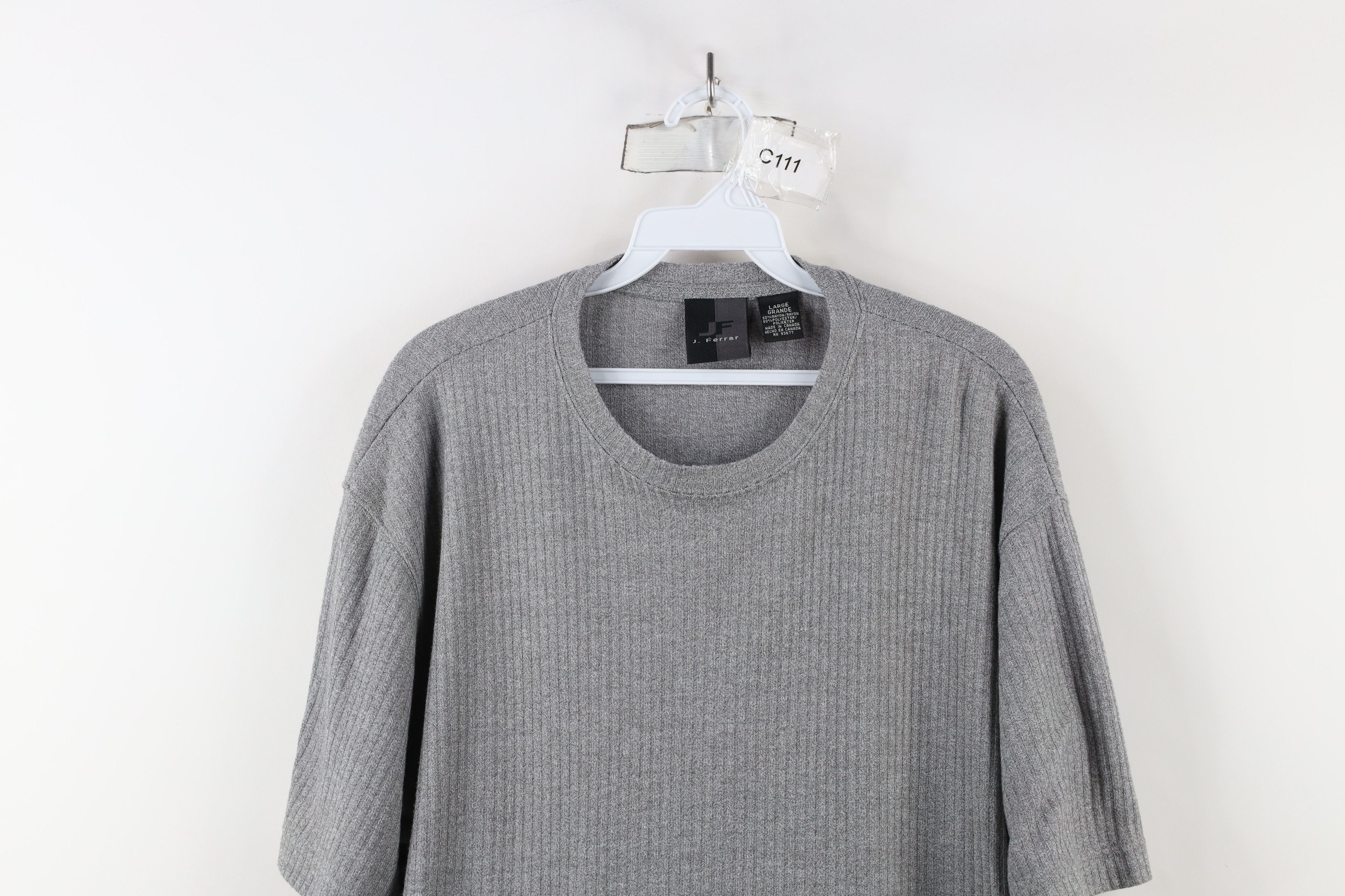 Vintage Vintage 90s Streetwear Ribbed Knit Short Sleeve T-Shirt Size US L / EU 52-54 / 3 - 2 Thumbnail