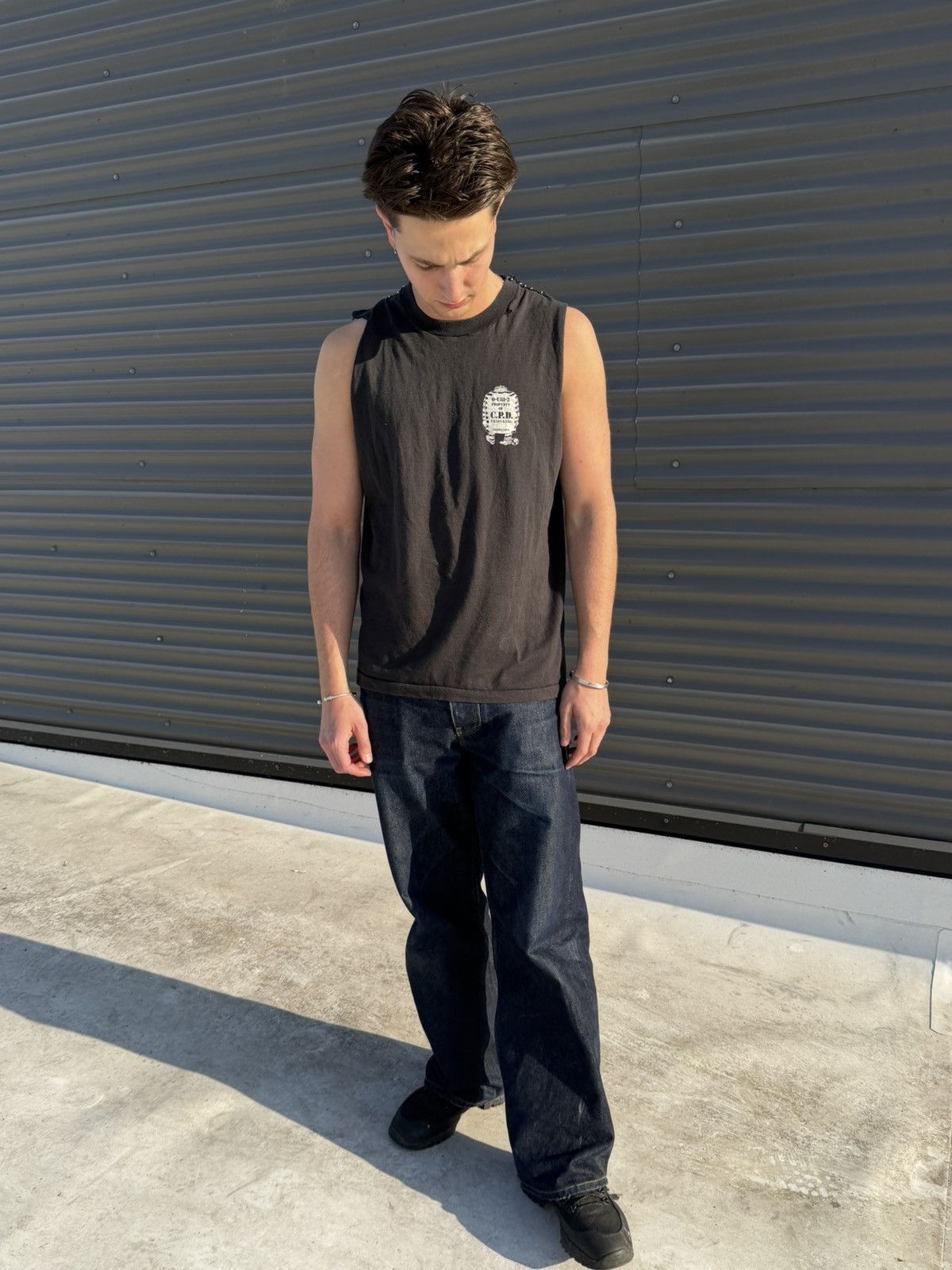 Vintage True vintage 80s chain gang thrashed faded repaired cutoff Size US XL / EU 56 / 4 - 2 Thumbnail