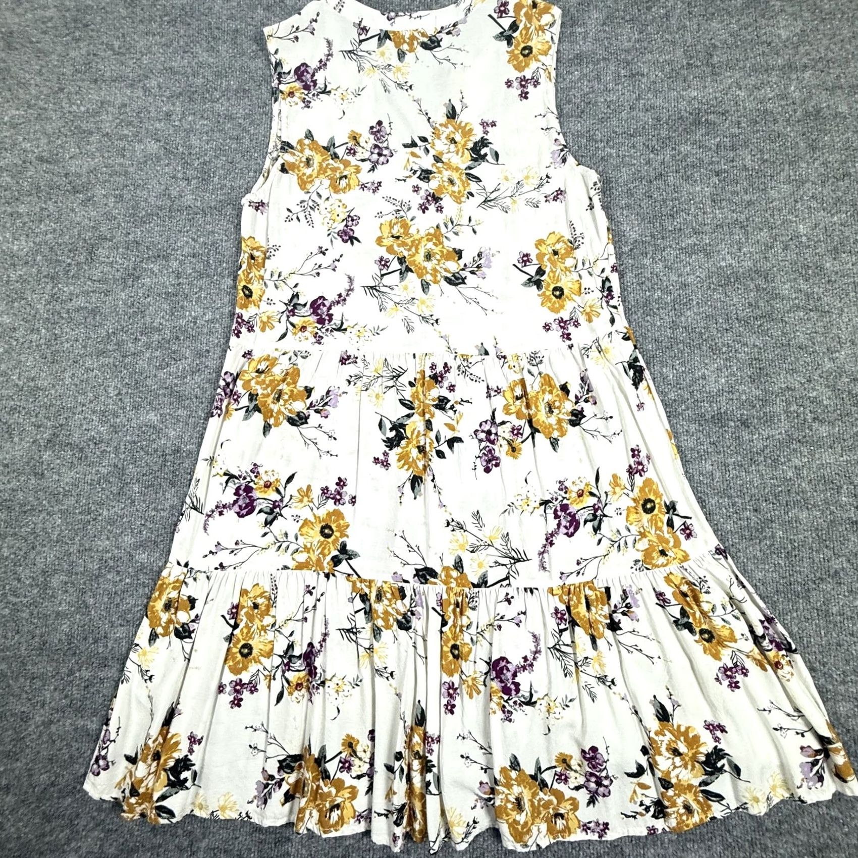 Vintage Absolutely Famous Dress Womens Large White Floral Sleeveless Button Rayon Casual Sundress Size L / US 10 / IT 46 - 8 Thumbnail