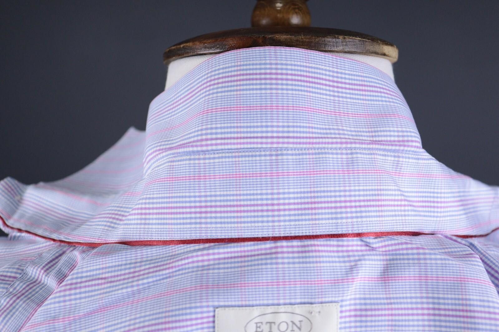 Eton Eton Classic Blue Check Button Down Shirt Size 40 / 15.5 Size US M / EU 48-50 / 2 - 11 Thumbnail