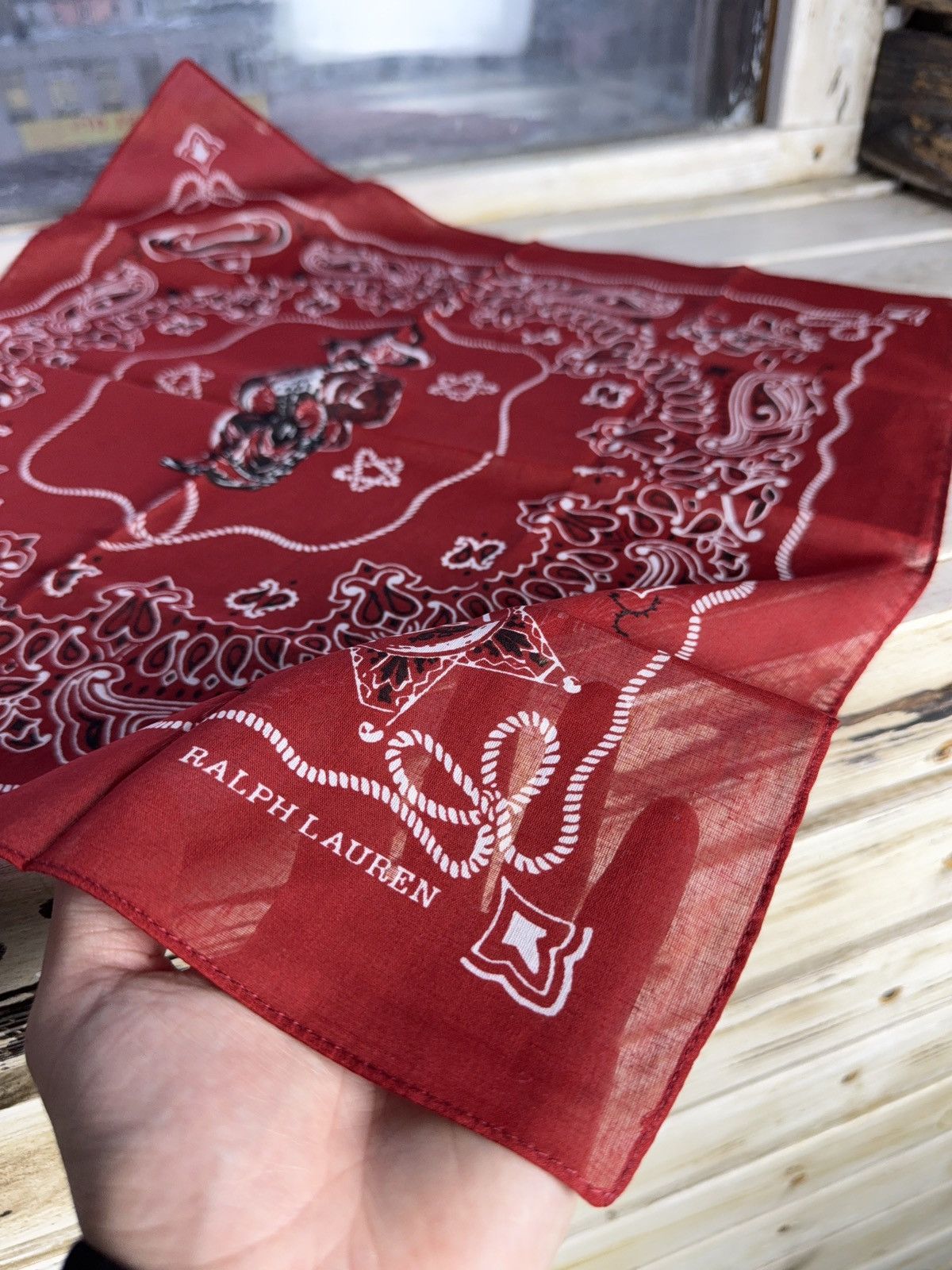 Polo Ralph Lauren 00s Ralph Lauren RL67 Cotton Red Cowboy Western Bandana Size ONE SIZE - 2 Thumbnail