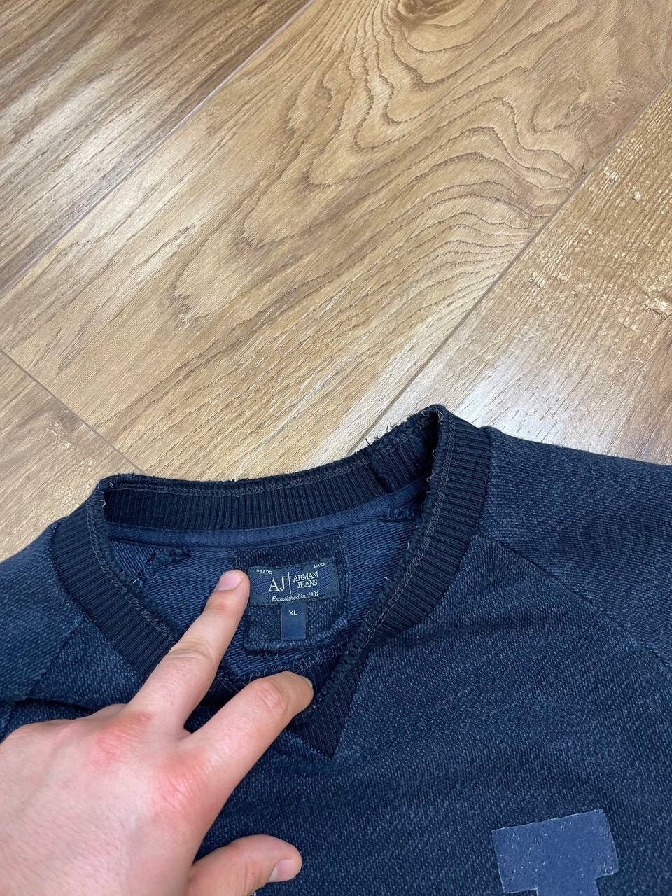 Armani × Vintage Vintage Armani Jeans Blue Big Logo Y2K Style Sweatshirt Size US XL / EU 56 / 4 - 9 Thumbnail