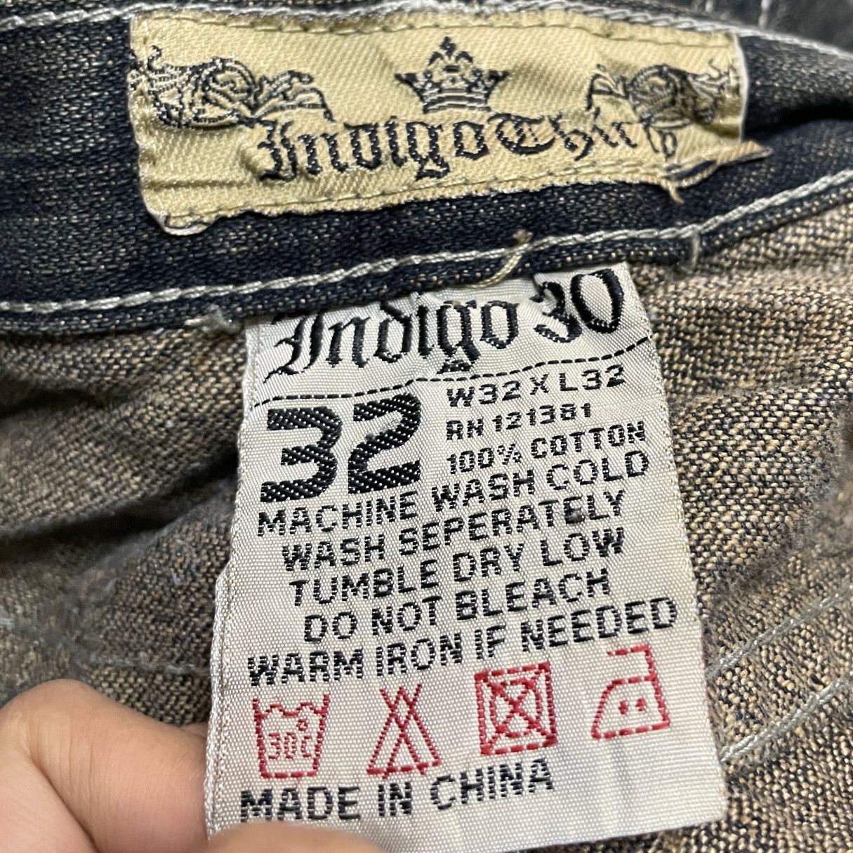 14th Addiction Very Rare Vintage Japanese Brand Indigo 30 Jeans 1990s Size US 32 / EU 48 - 10 Thumbnail