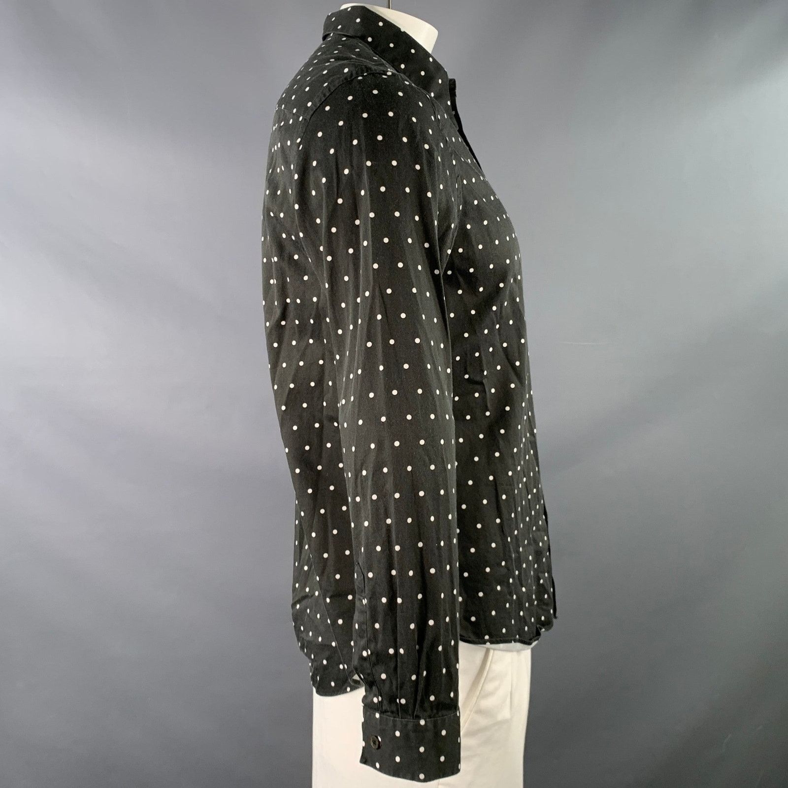 Paul Smith Black White Polka Dot Point Collar Cotton Long Sleeve Shirt Size US L / EU 52-54 / 3 - 2 Thumbnail
