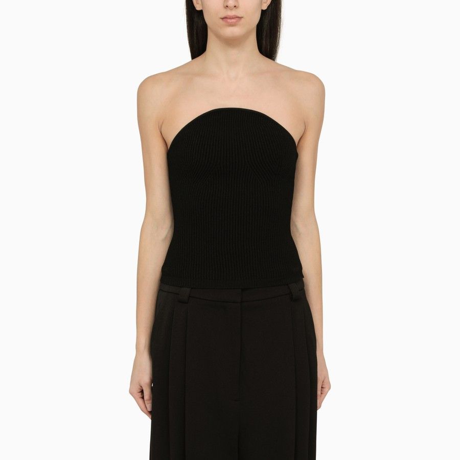 KHAITE o1d2blof0824 Ribbed Jericho Top in Black Size M / US 6-8 / IT 42-44 - 1 Thumbnail