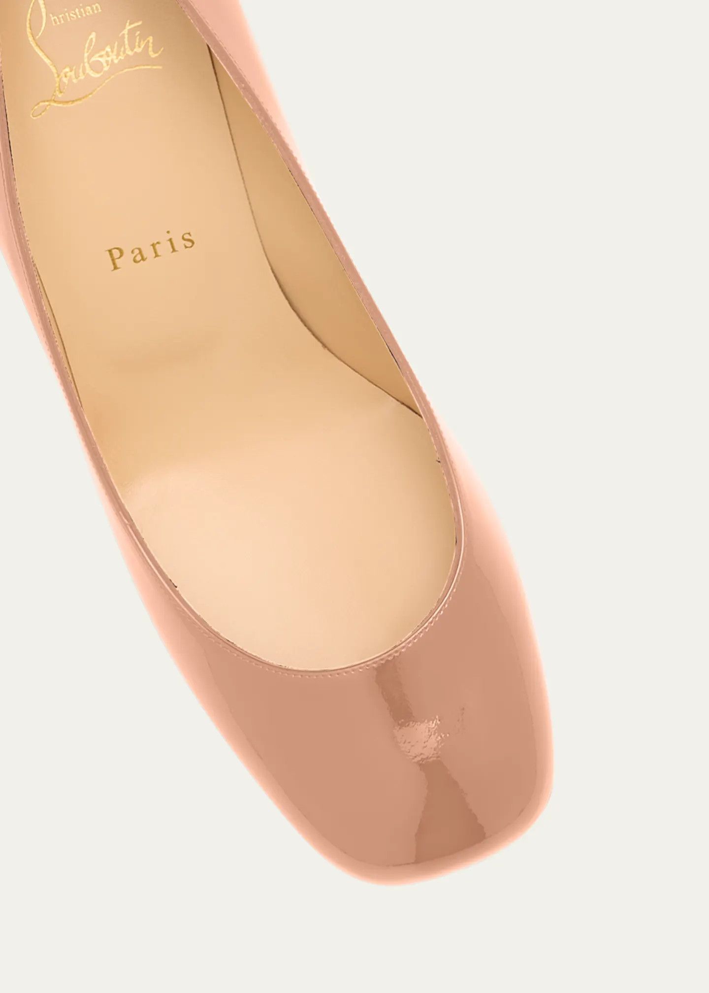 Christian Louboutin Cadrilla 70 Nude Blush Patent Leather Block Heel Pump 40 Size US 10 / IT 40 - 7 Thumbnail