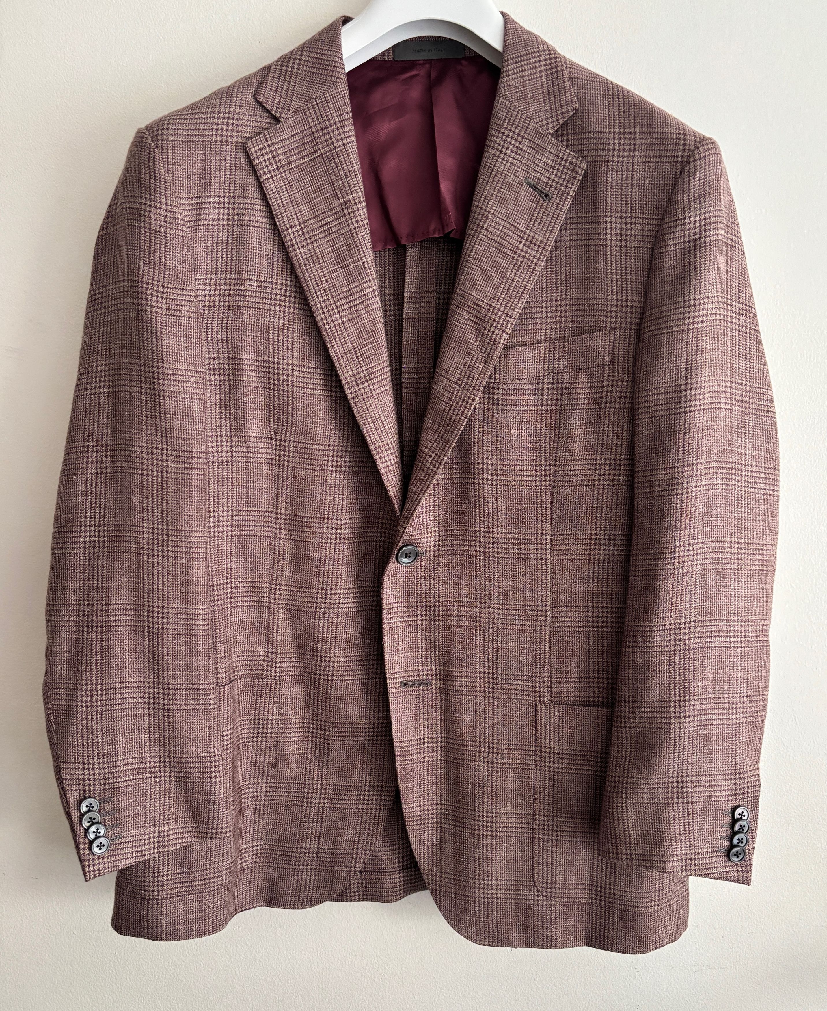 Corneliani $2200 Unstructured Glen Check Wool Silk Linen Sport Coat Size 42R - 1 Thumbnail