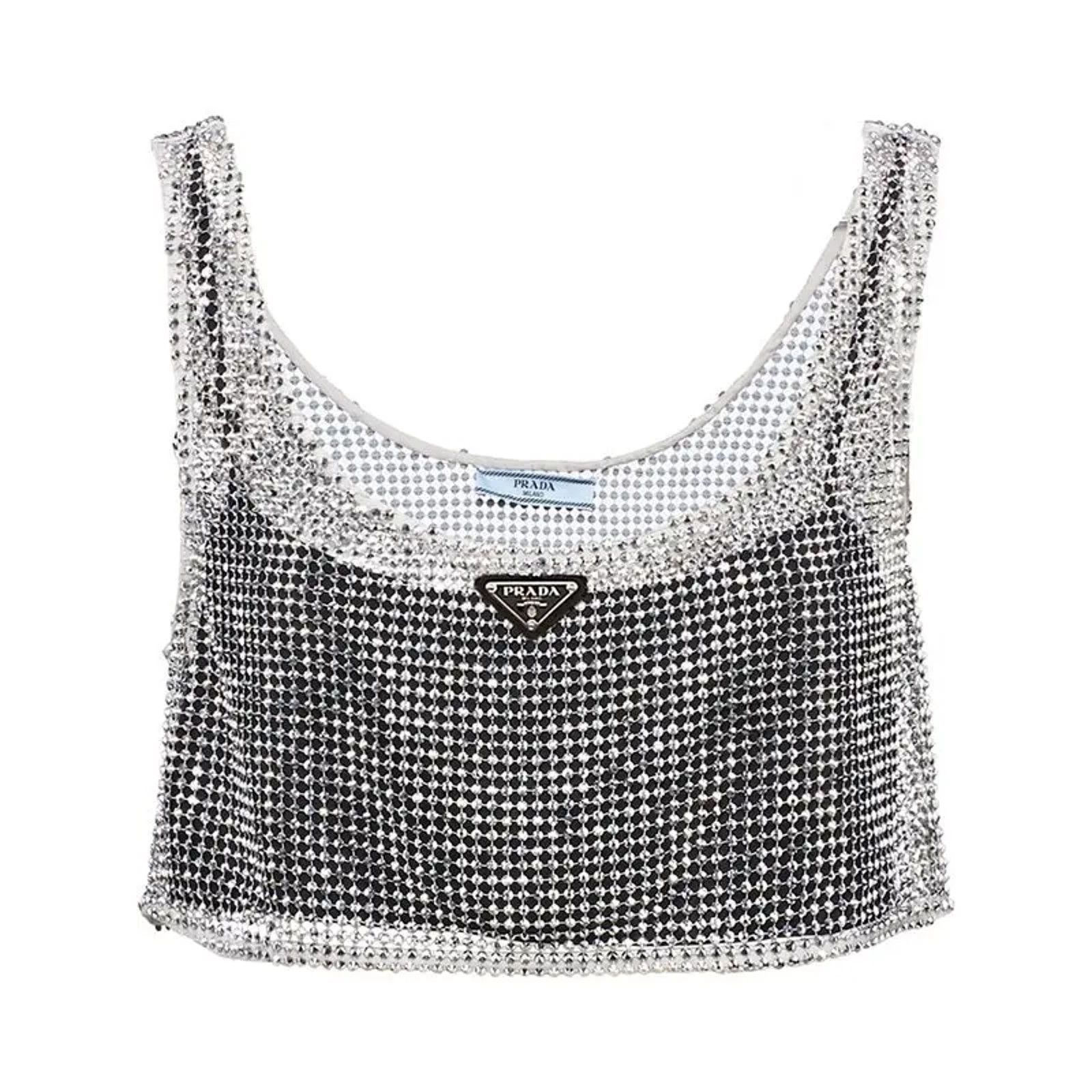 Prada Prada Rhinestone Crystal Strass Logo Vest Top Shirt 36 Size XS / US 0-2 / IT 36-38 - 1 Thumbnail