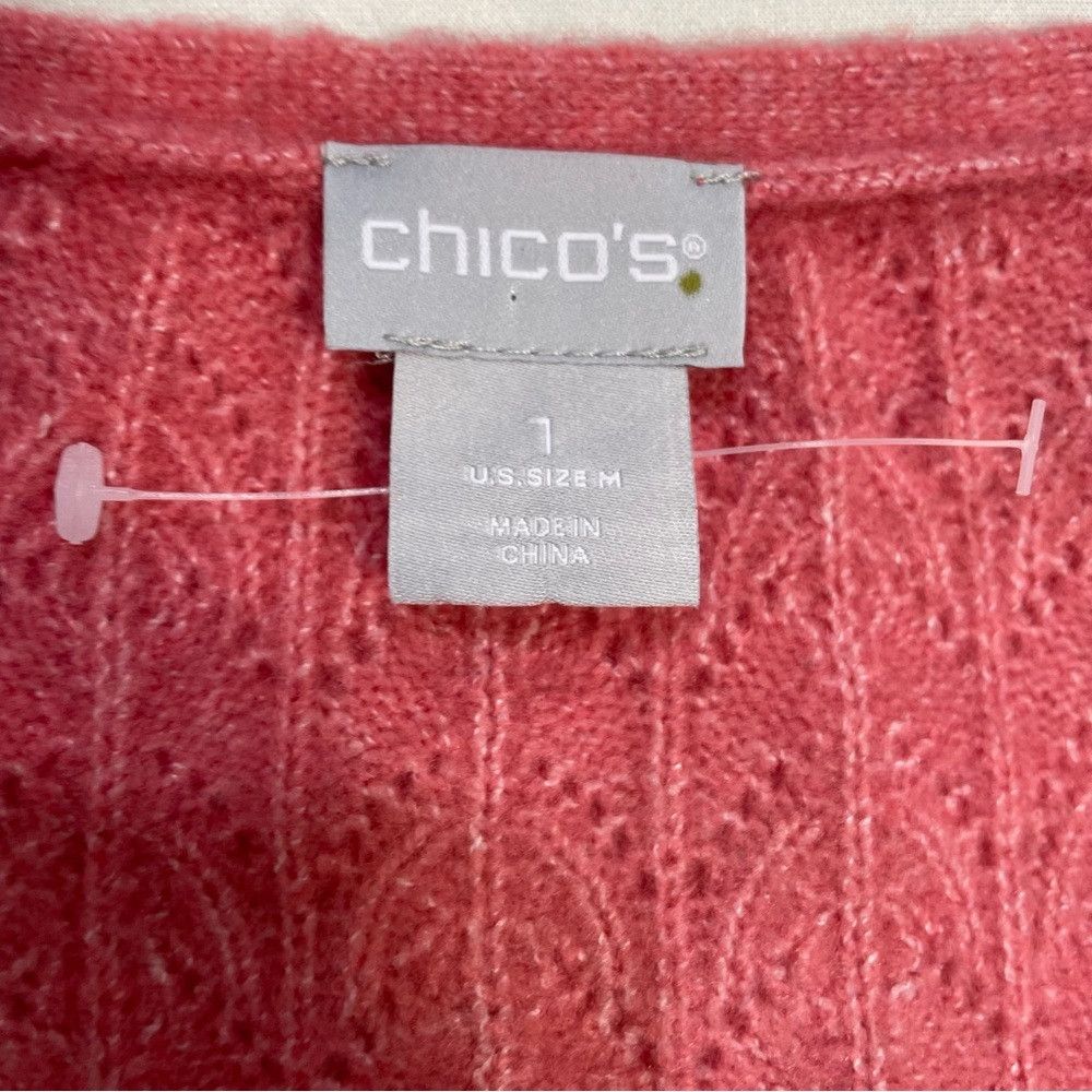 Chicos New Chico's Cable-Knit V-Neck Pink Sweater Size 1 US M Size M / US 6-8 / IT 42-44 - 7 Thumbnail