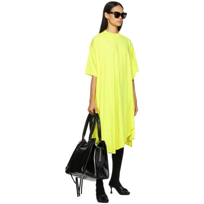 Balenciaga o1y0625 Short Sleeves Midi Dress in Yellow Size S / US 4 / IT 40 - 4 Thumbnail