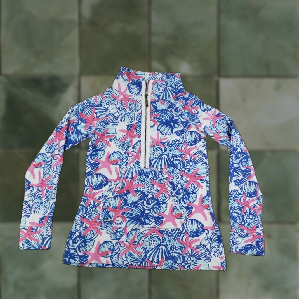 Lilly Pulitzer Lilly Pulitzer Sweatshirt Womens XS Blue Geometric Pullover Half Zip Long Sleeve Size XS / US 0-2 / IT 36-38 - 1 Thumbnail