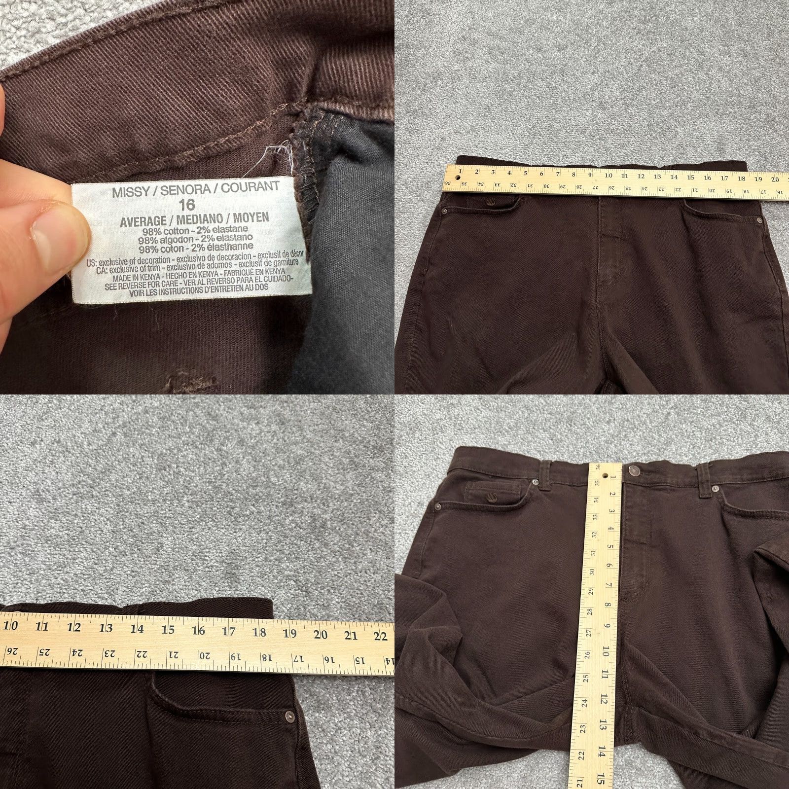 Gloria Vanderbilt Gloria Vanderbilt Amanda Jeans 16 Brown High Rise Dark Wash 37x28 Denim Womens Size 38" / US 16 / IT 52 - 8 Thumbnail