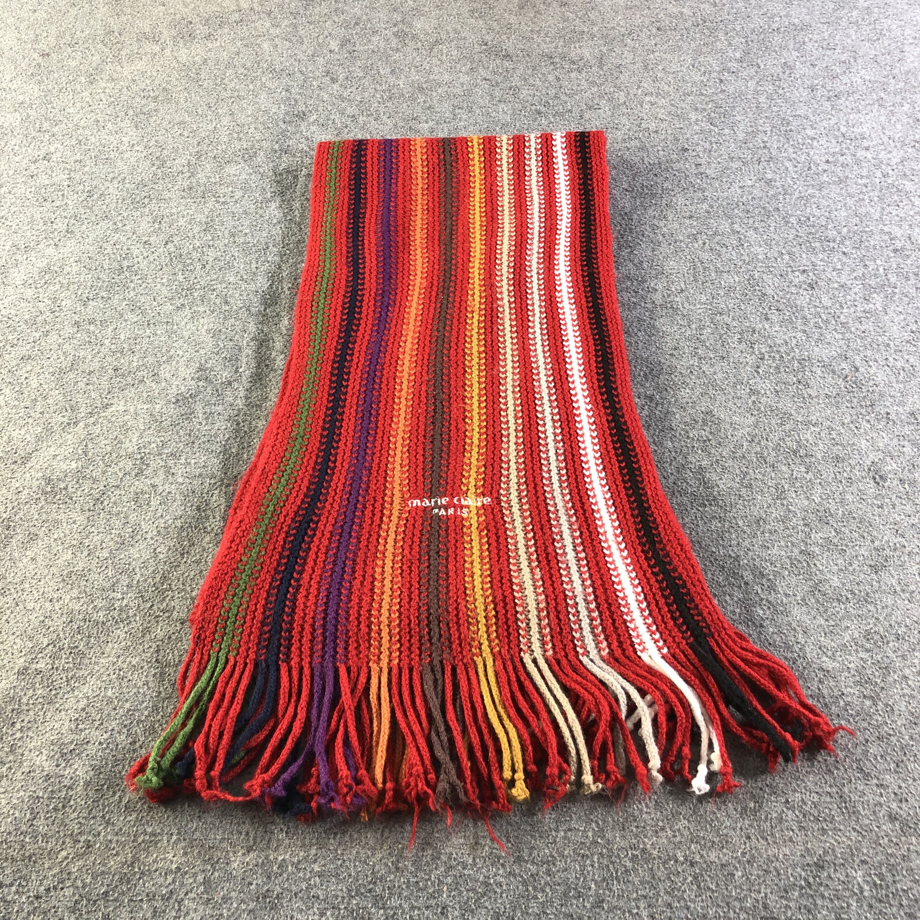 Vintage Marie Claire Knit Striped Wool Scarf Muffler Neckwear V2809 Size ONE SIZE - 2 Thumbnail