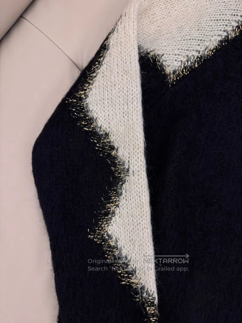 Saint Laurent Paris Black and White Mohair Knit Sweater