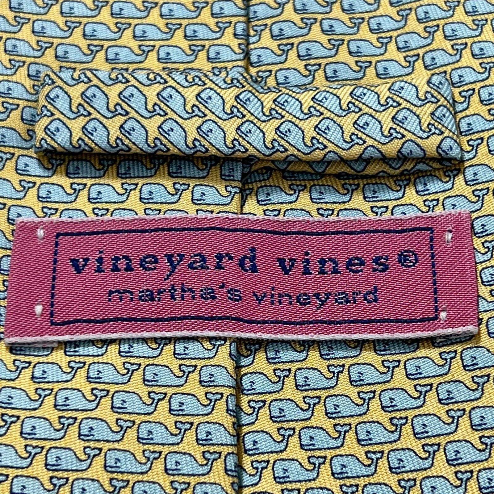 Vineyard Vines Vineyard Vines Men's Neck Tie Blue Yellow 100% Silk Necktie Size ONE SIZE - 3 Thumbnail