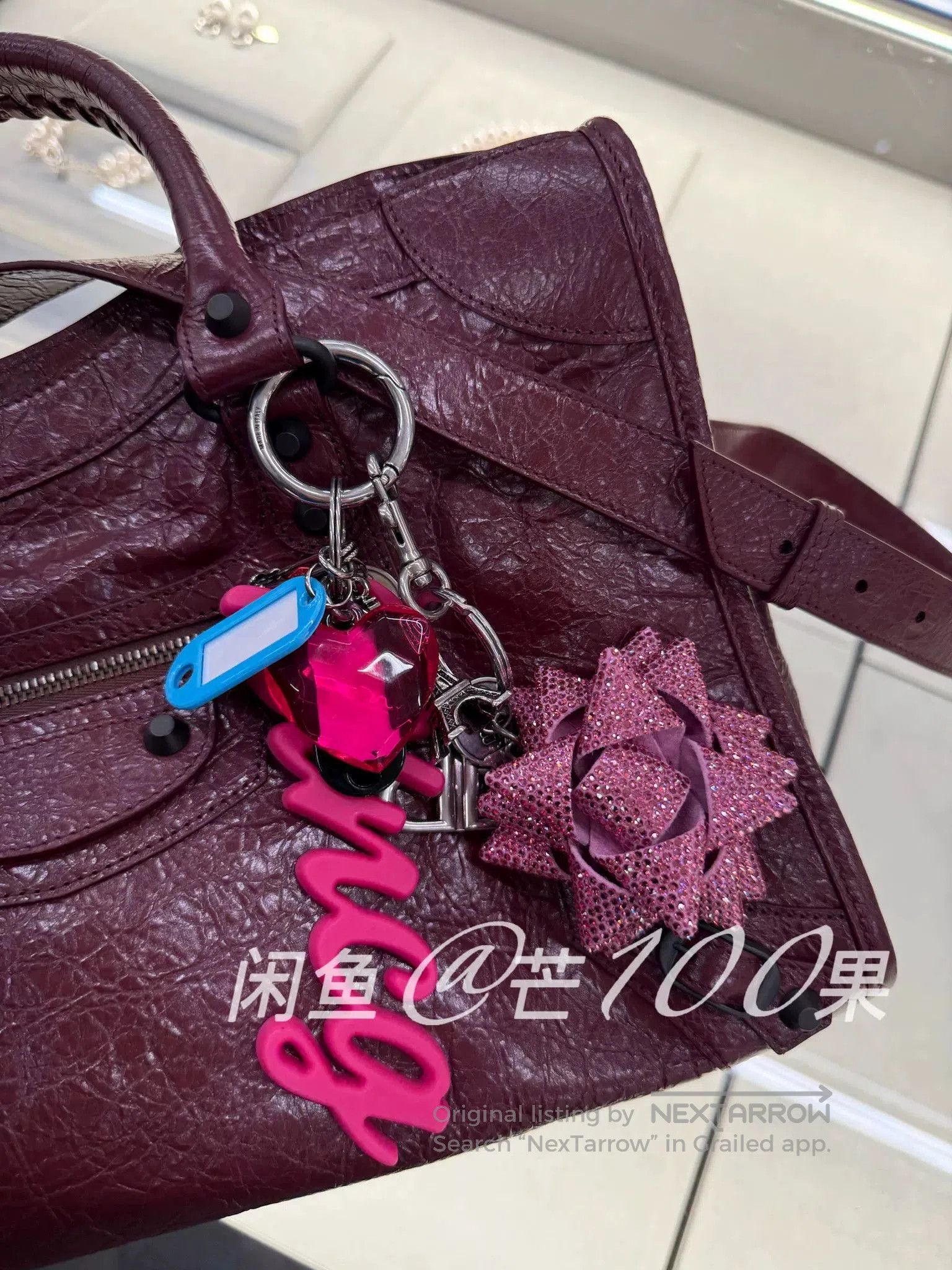 Balenciaga Balenciaga Rhinestone Rose Bag Keychain. Size ONE SIZE - 3 Thumbnail