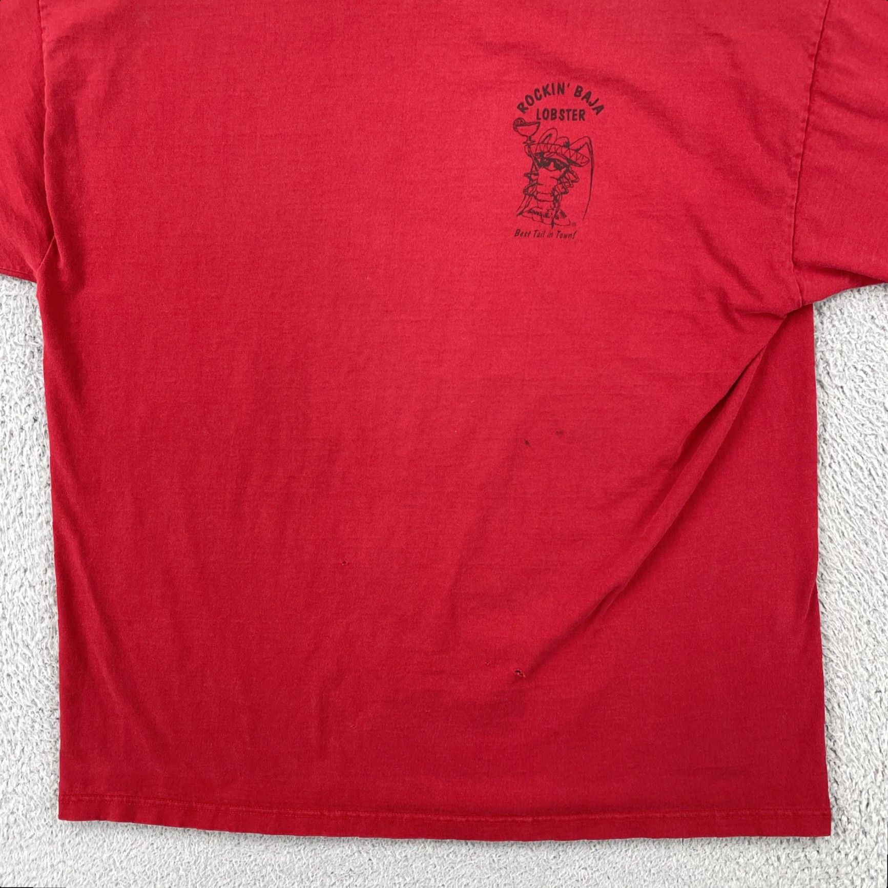 Jerzees VINTAGE Jerzees T-Shirt Red Large Distressed 90s California Rockin Baja Lobster Men’s Short Sleeve Crew Neck Shirt Size US L / EU 52-54 / 3 - 5 Thumbnail