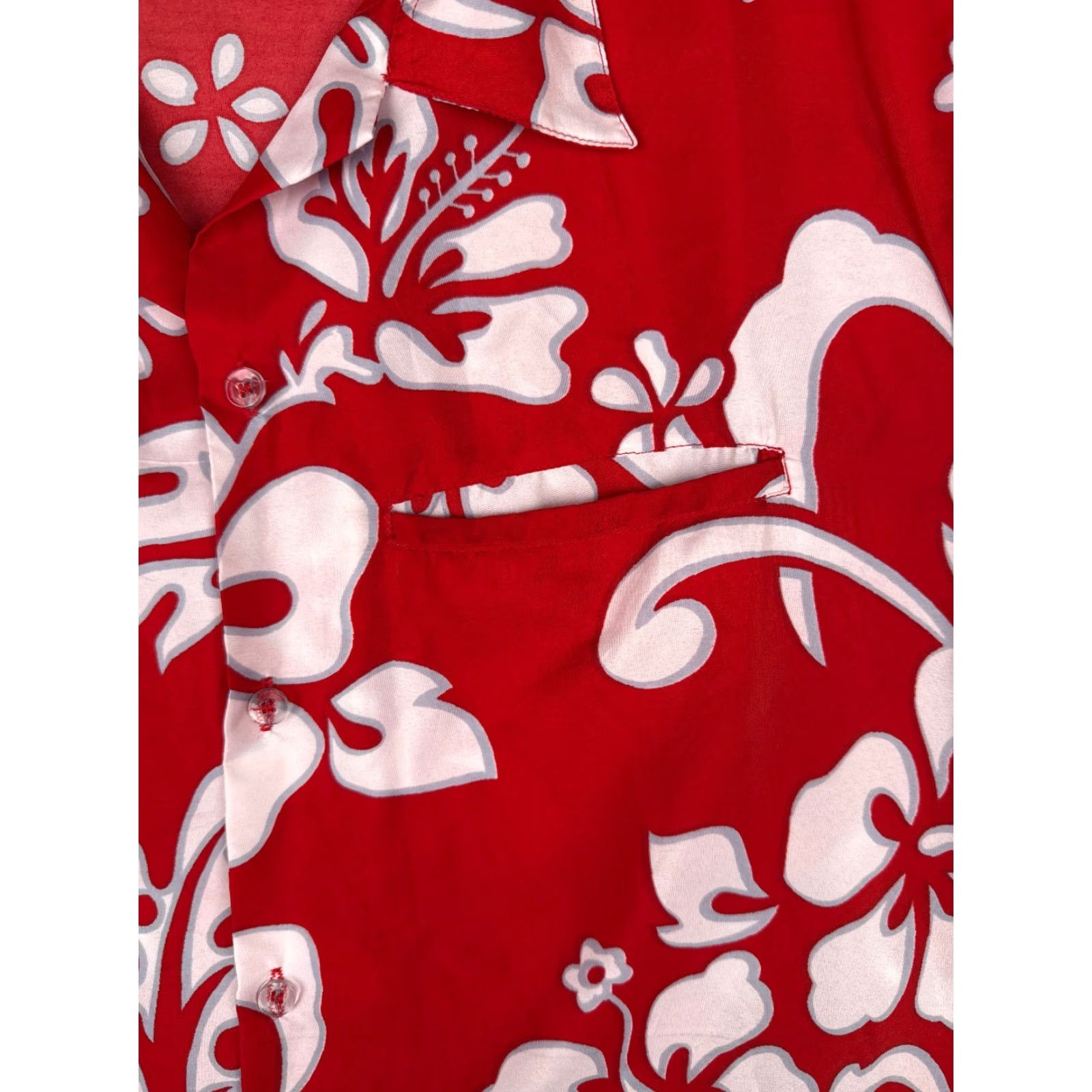 Vintage King Kameha Shirt Men Large Red Floral Palm Tree Hawaiian Button Up Polyester Shirt Size US L / EU 52-54 / 3 - 6 Thumbnail