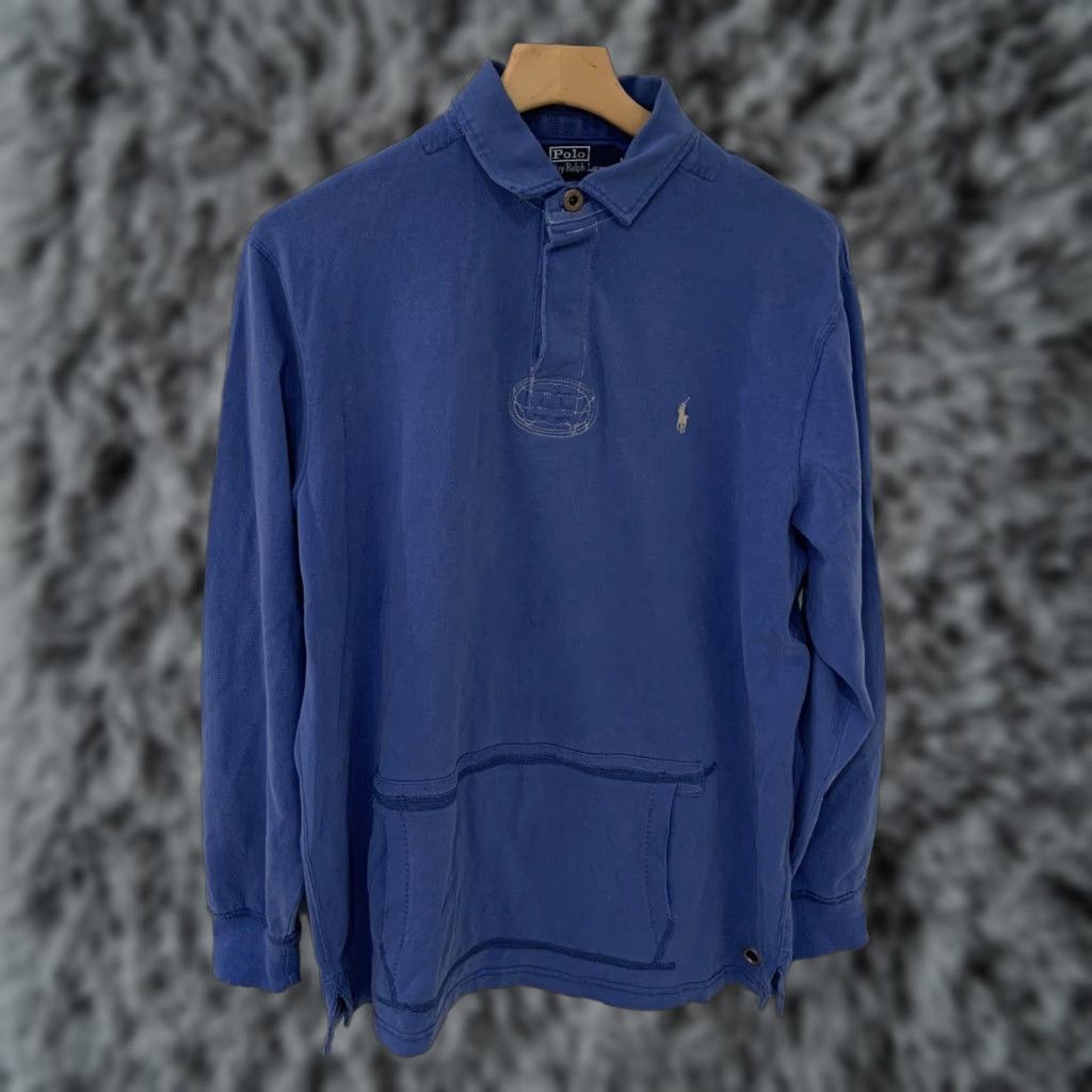 Polo Ralph Lauren VINTAGE Polo Ralph Lauren Rugby Shirt Medium Blue 90s Long Sleeve Pocket Mens Size US M / EU 48-50 / 2 - 1 Thumbnail
