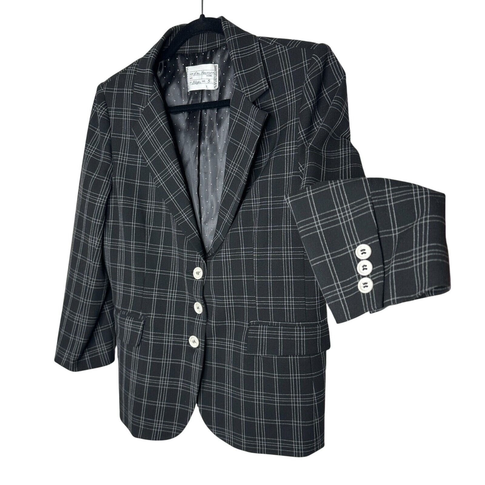 Ron Herman Ron Herman Black White Plaid 3 Button Blazer Satin Lining 5 Size M / US 6-8 / IT 42-44 - 1 Thumbnail