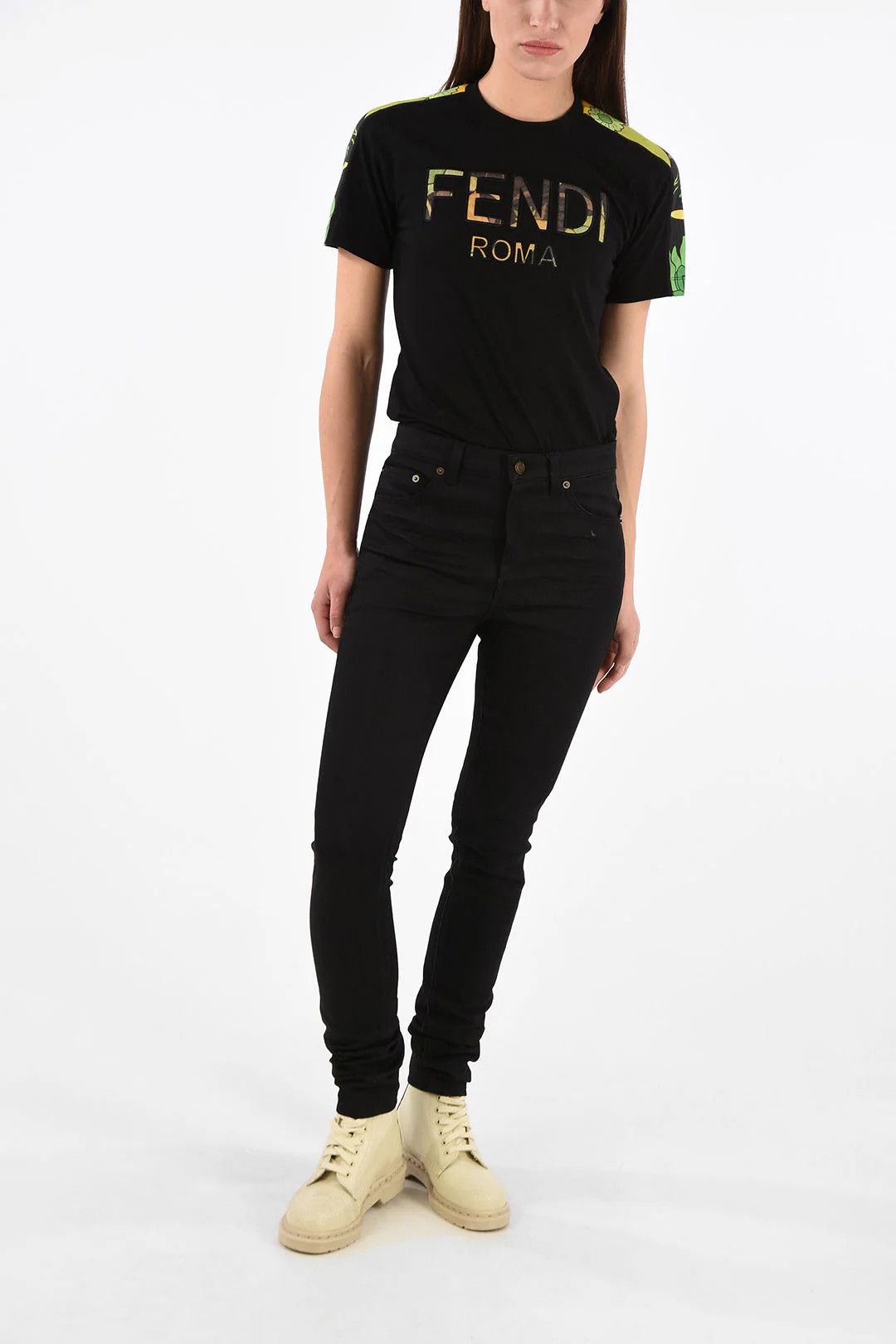 Saint Laurent Paris og1mm0326High-Waist Slim Fit Jeans in Black Size 25" / US 0 / IT 36 - 4 Thumbnail