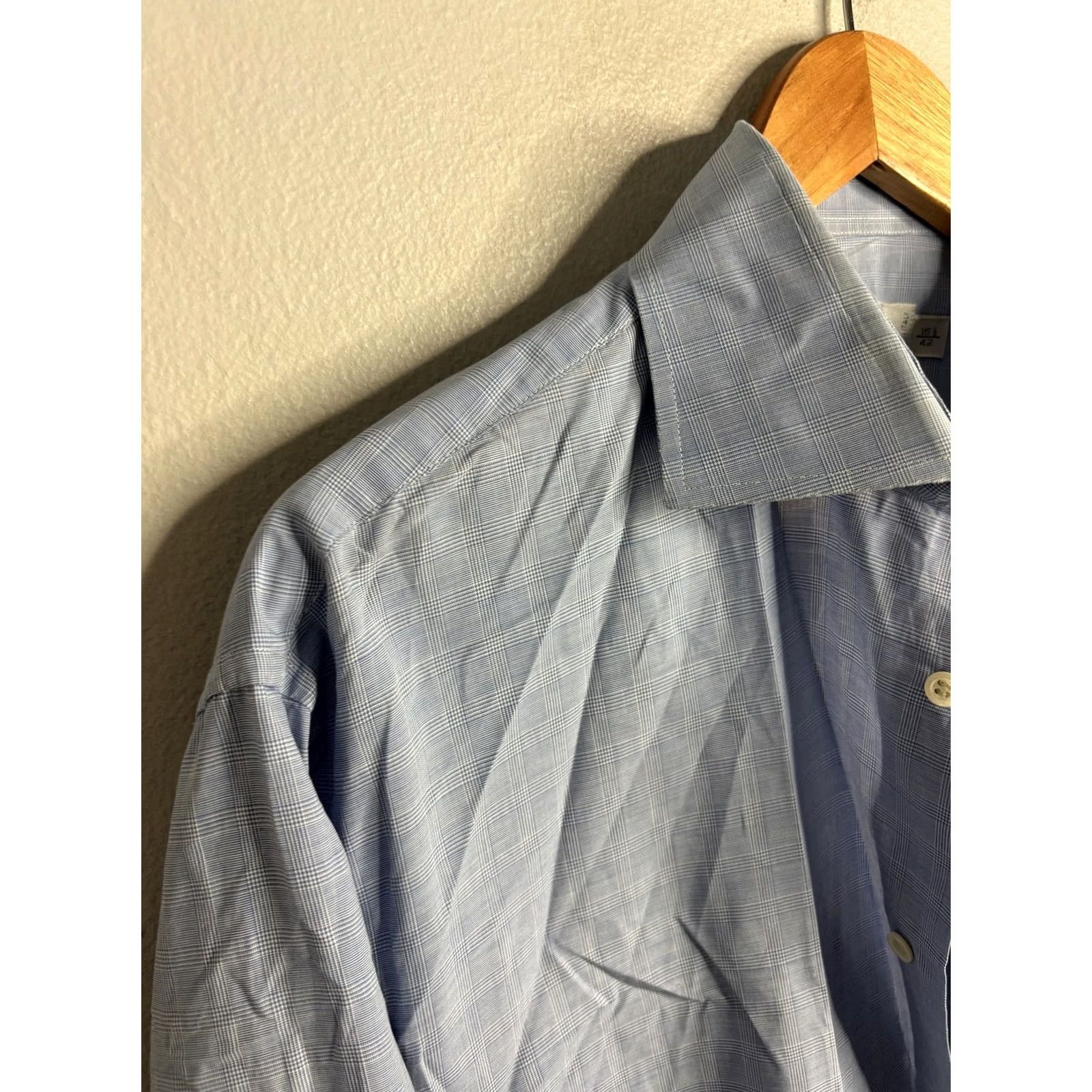 Les Copains Les Copains Shirt Mens 16.5 Blue Check Made In Italy Dress Long Sleeve Shirt Dress Shirt Mens Blue Check 16.5 Italy Business Workwear Size 46R - 3 Thumbnail