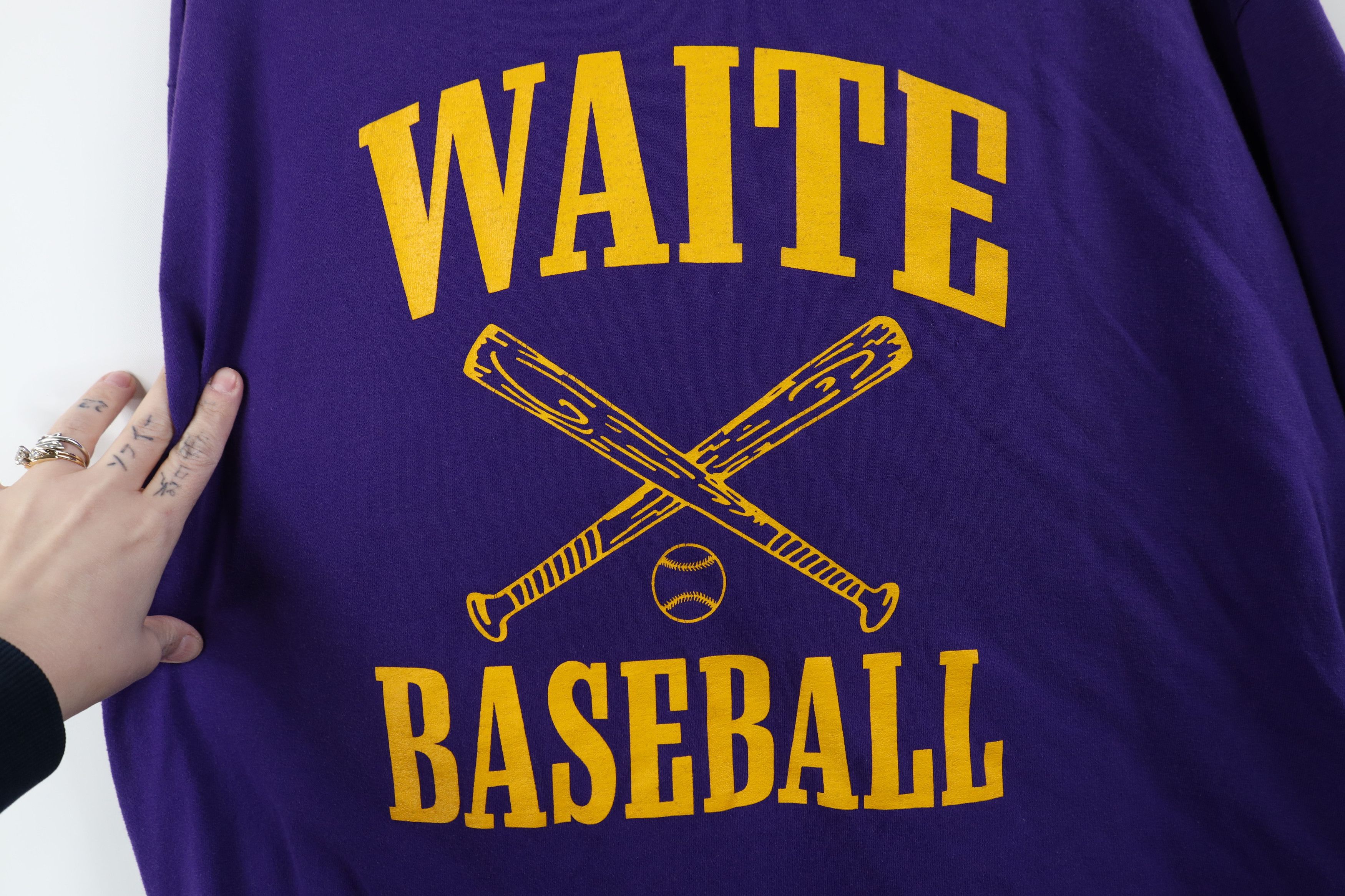 Vintage Vintage 90s Streetwear Baseball Mock Neck T-Shirt Purple USA Size US XXL / EU 58 / 5 - 4 Thumbnail