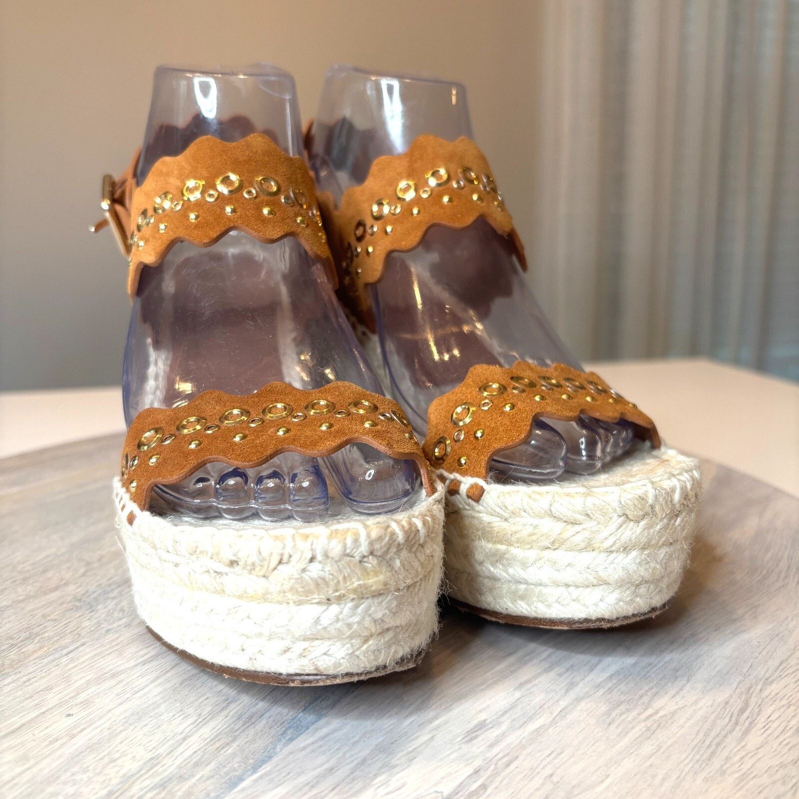 Chloe Chloe Lauren Wedge Espadrille Tan Suede Sandals EU 38 US 8 Size US 8 / IT 38 - 5 Thumbnail