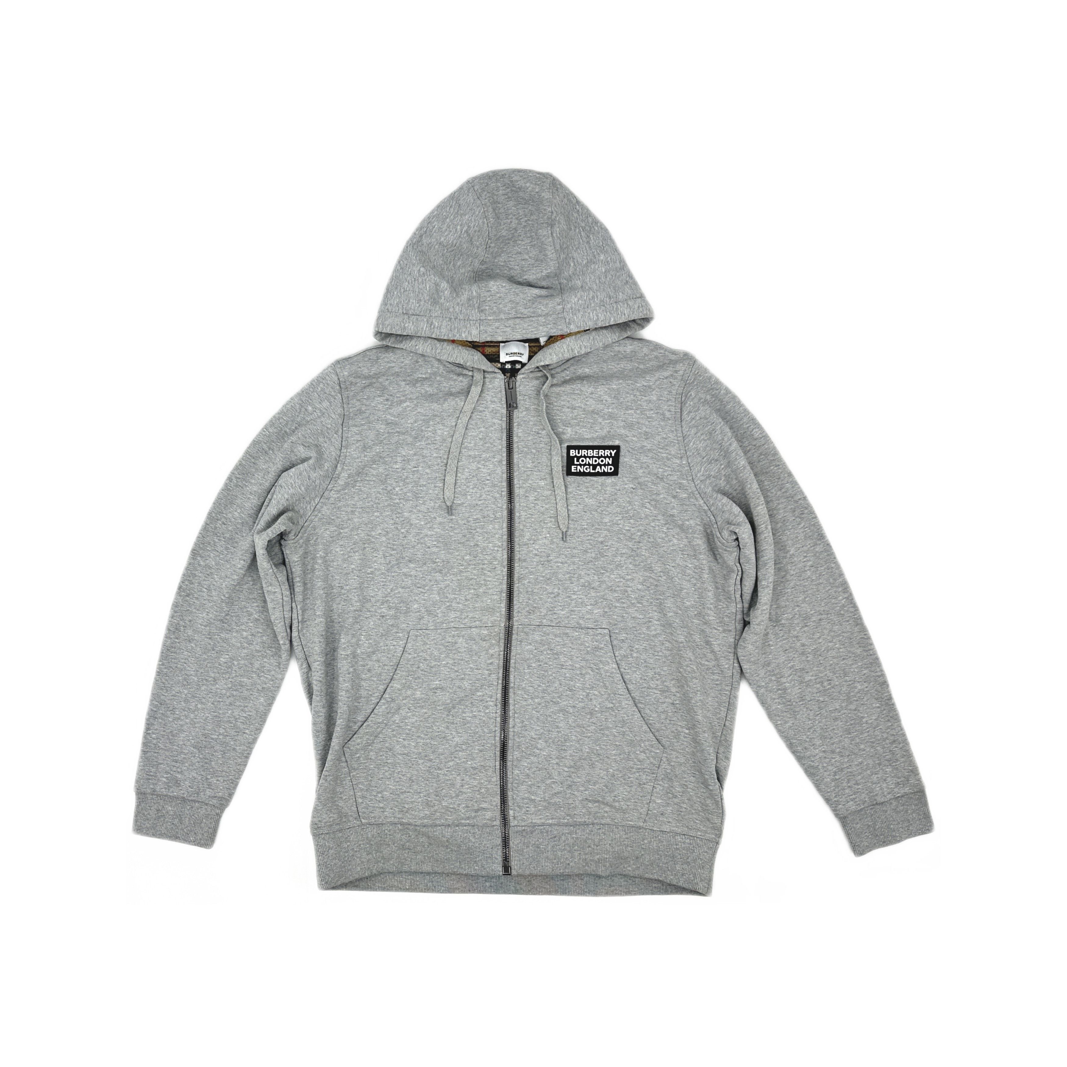 Burberry × Luxury Burberry Grey Nova Check Classic Logo Zip Up