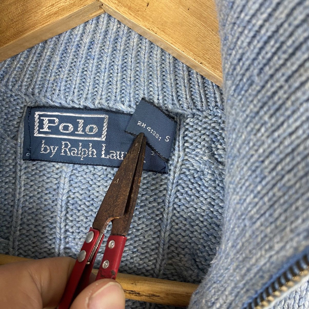 Polo Ralph Lauren × Vintage 💥 VTG POLO RALPH LAUREN CABLE KNIT HALFZIP Size US XS / EU 42 / 0 - 8 Thumbnail