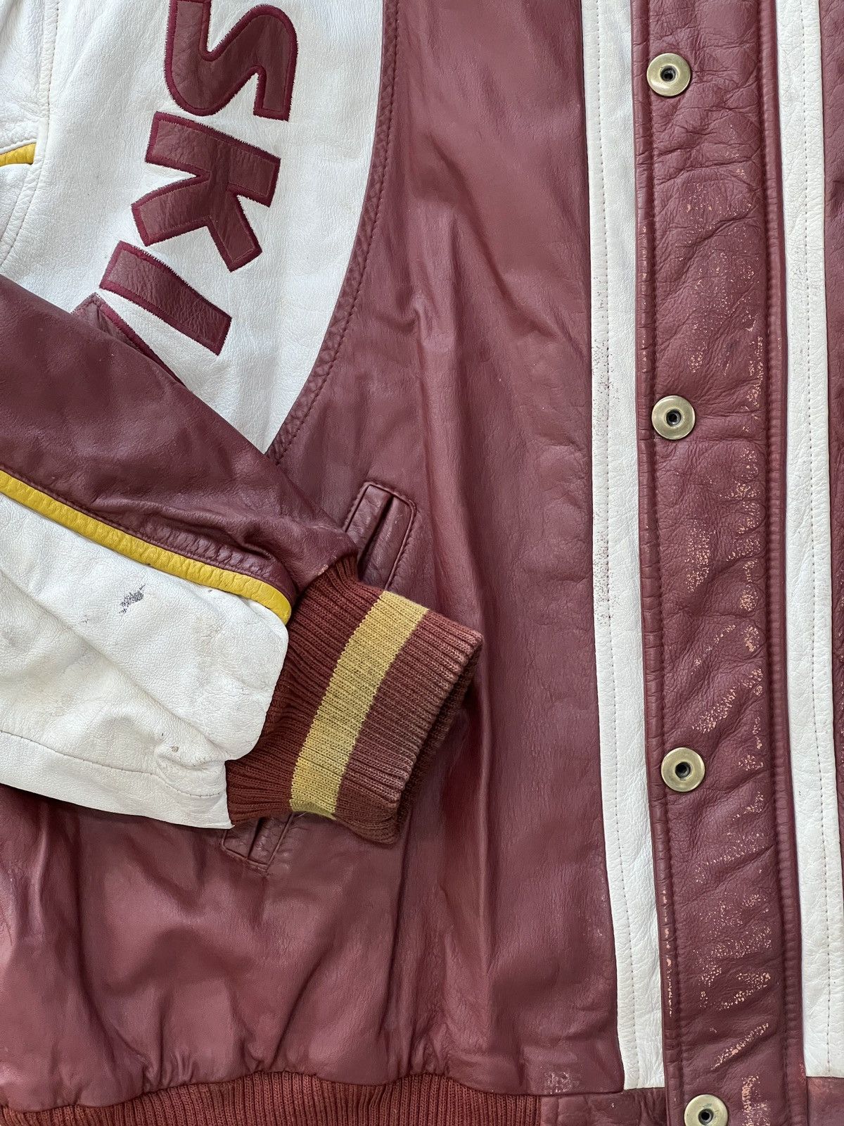 NFL × Vintage Vintage 80s 90s NFL Redskins Leather Sports Jacket 2XL Size US XXL / EU 58 / 5 - 6 Thumbnail