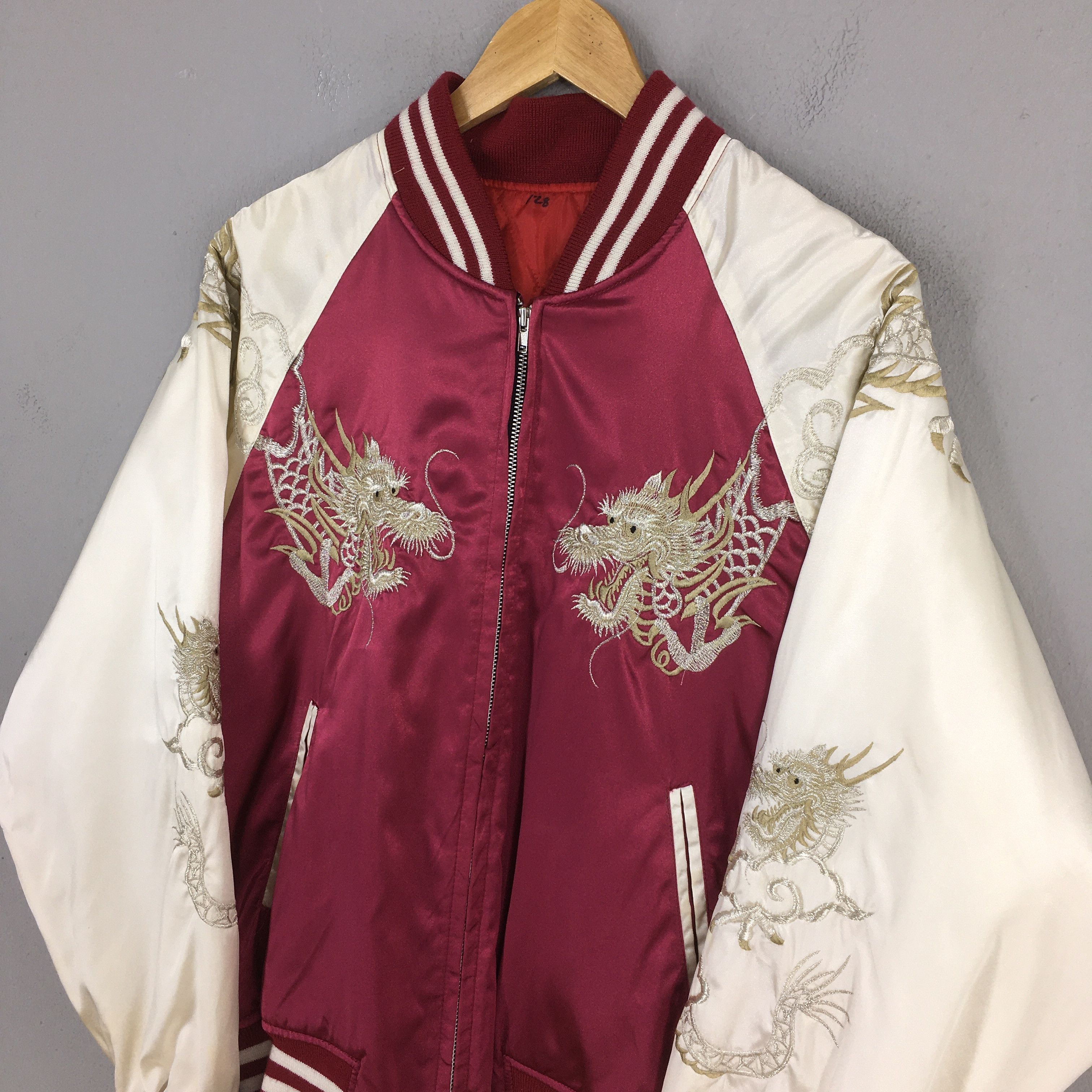 Japanese Brand Vintage 1980s Sukajan Dragon Okinawa Red Souvenir Jacket M Size US M / EU 48-50 / 2 - 3 Thumbnail