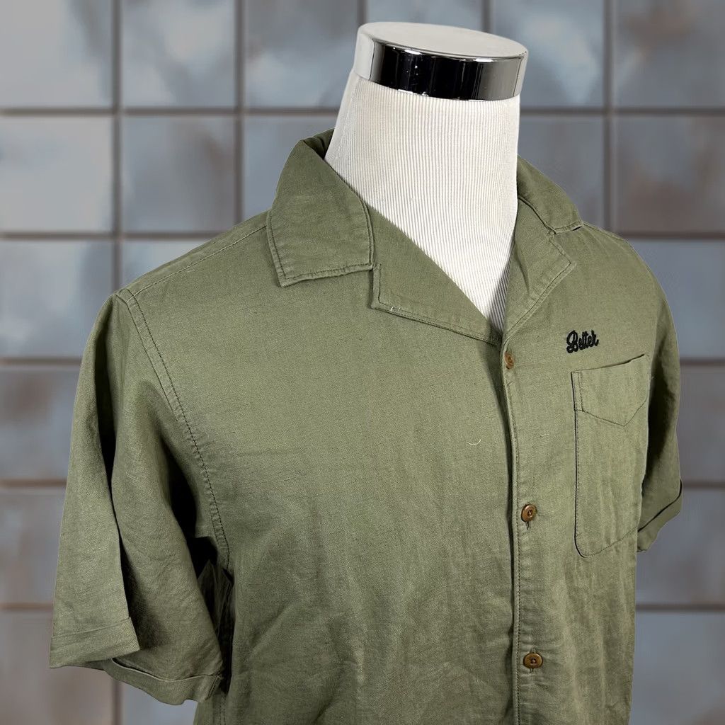 Superdry SuperDry Vintage Resort Shirt Linen Blend Olive Green Short Sleeve Medium Men Size US M / EU 48-50 / 2 - 1 Thumbnail