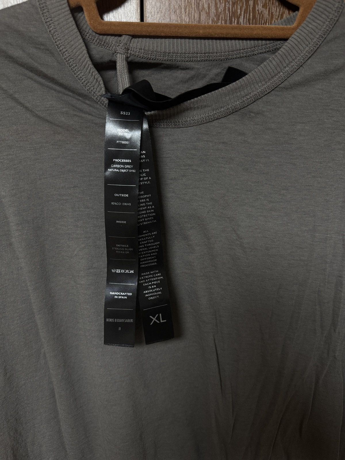 Boris Bidjan Saberi TS1TF Carbon Grey T-shirt Size US XL / EU 56 / 4 - 7 Thumbnail