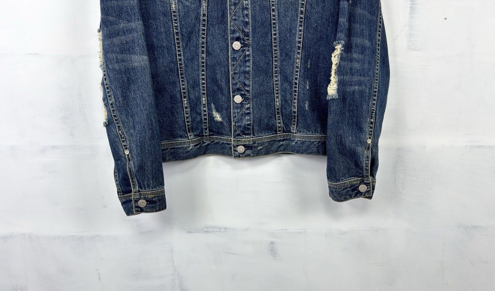 Japan Rags Japan RAGS Francaise Creation Distressed Denim Jacket Size US L / EU 52-54 / 3 - 7 Thumbnail