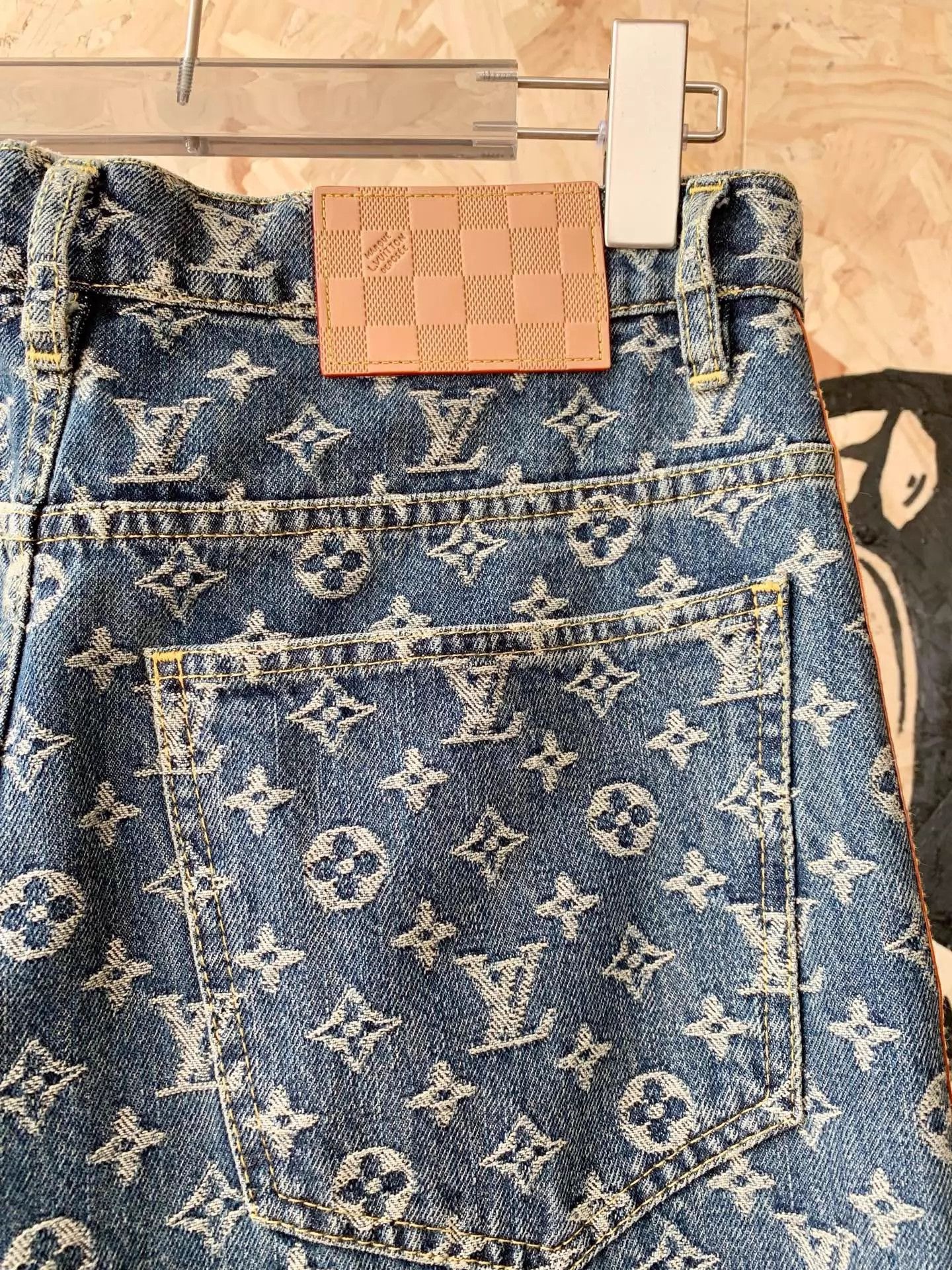 Louis Vuitton LV Monogram Full Print Leather Trim Jeans 28 Size 28" / US 6 / IT 42 - 7 Thumbnail